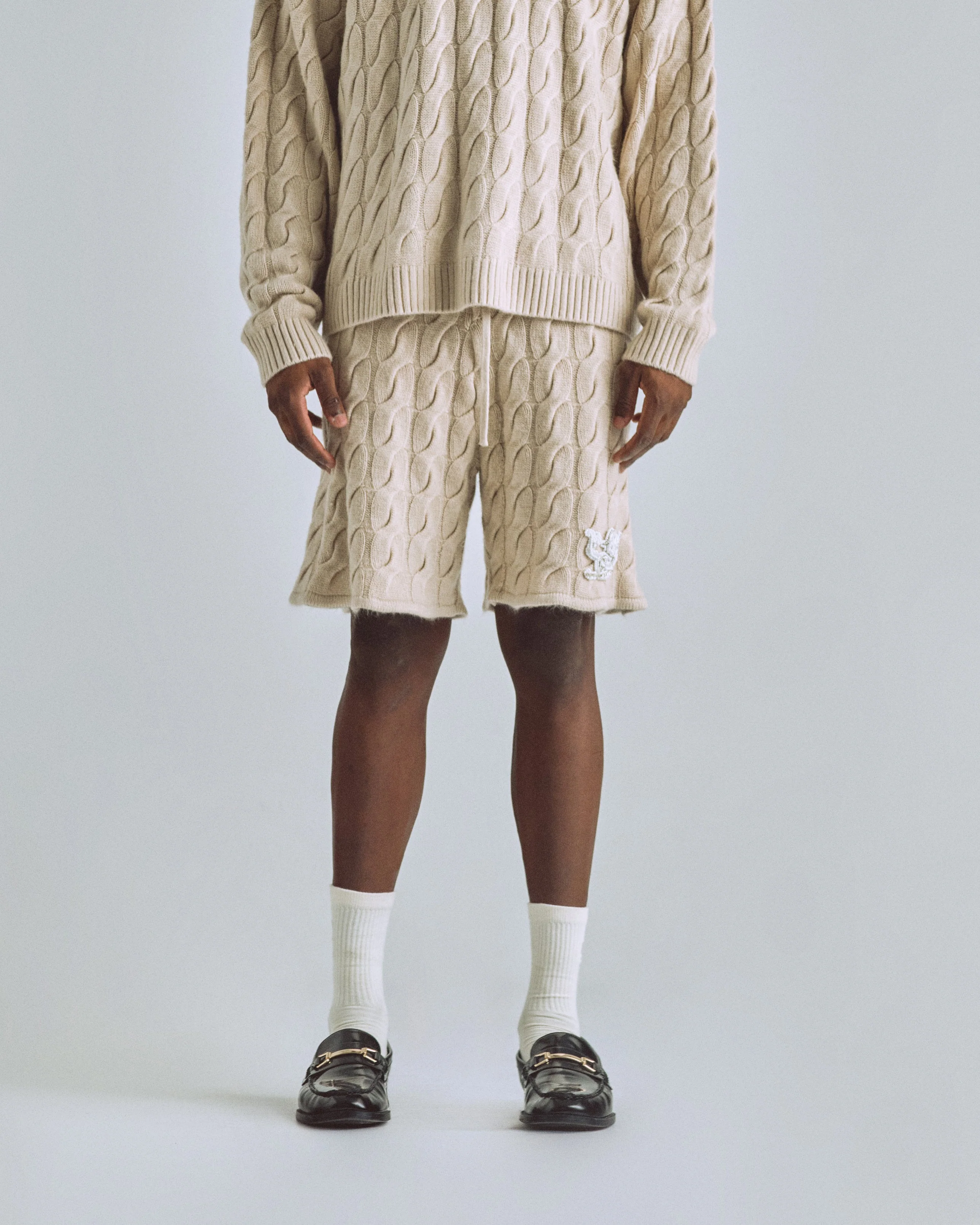 The Path Monogram Cable Knit Short Cream - Image 8