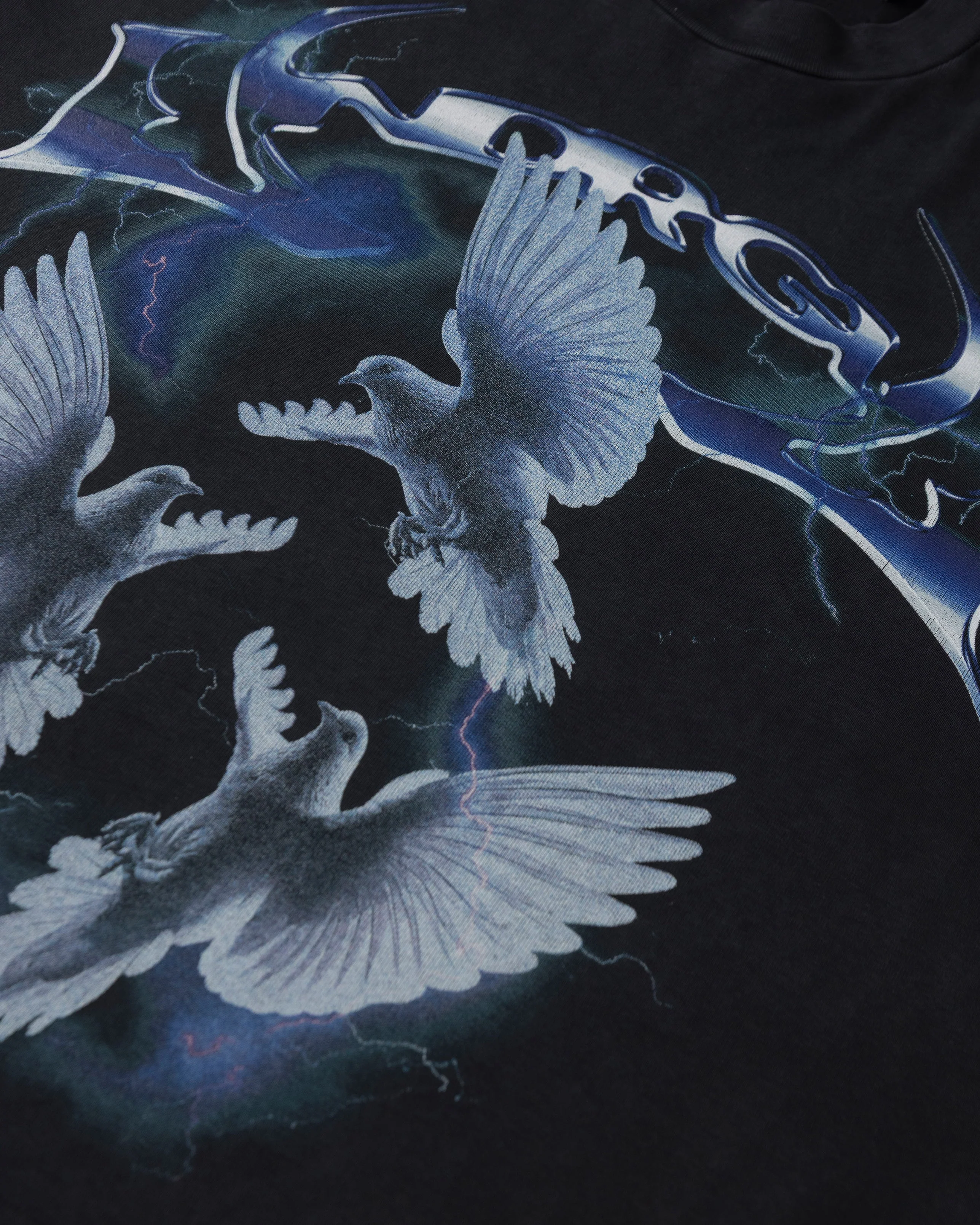 Thunder Rider Pigeons Boxy Fit Tshirt Vintage Black - Image 4