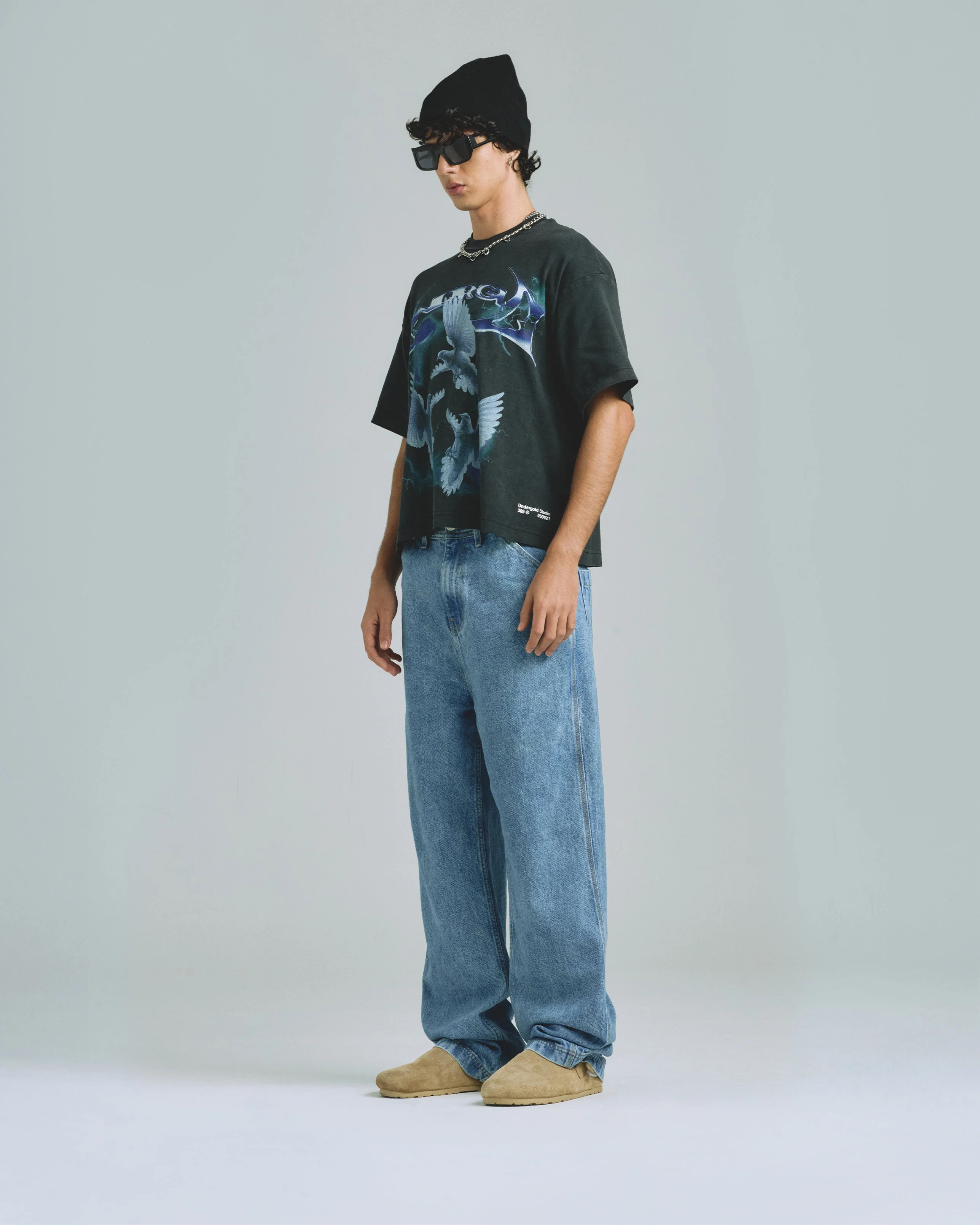 Thunder Rider Pigeons Boxy Fit Tshirt Vintage Black - Image 5