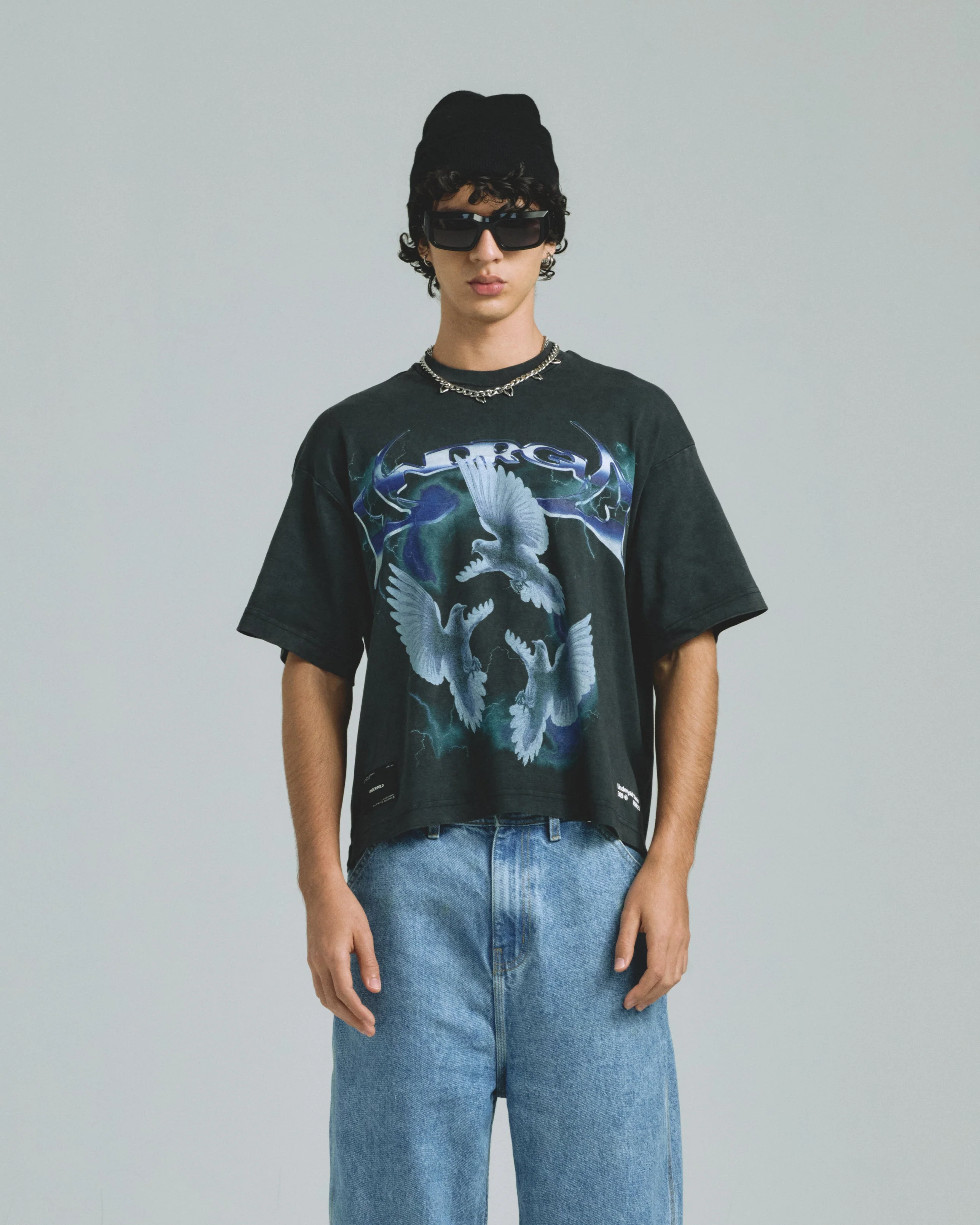 Thunder Rider Pigeons Boxy Fit Tshirt Vintage Black - Image 8