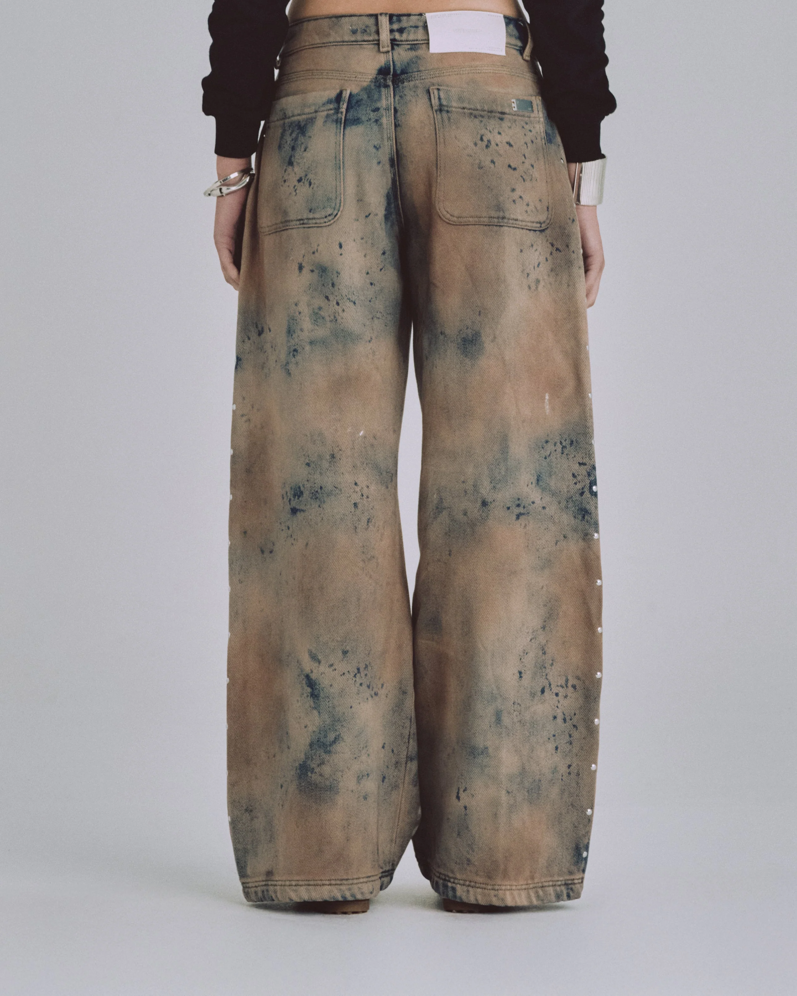 W 94' Riveted Painted Wide Jeans Gothic Blue - Image 7