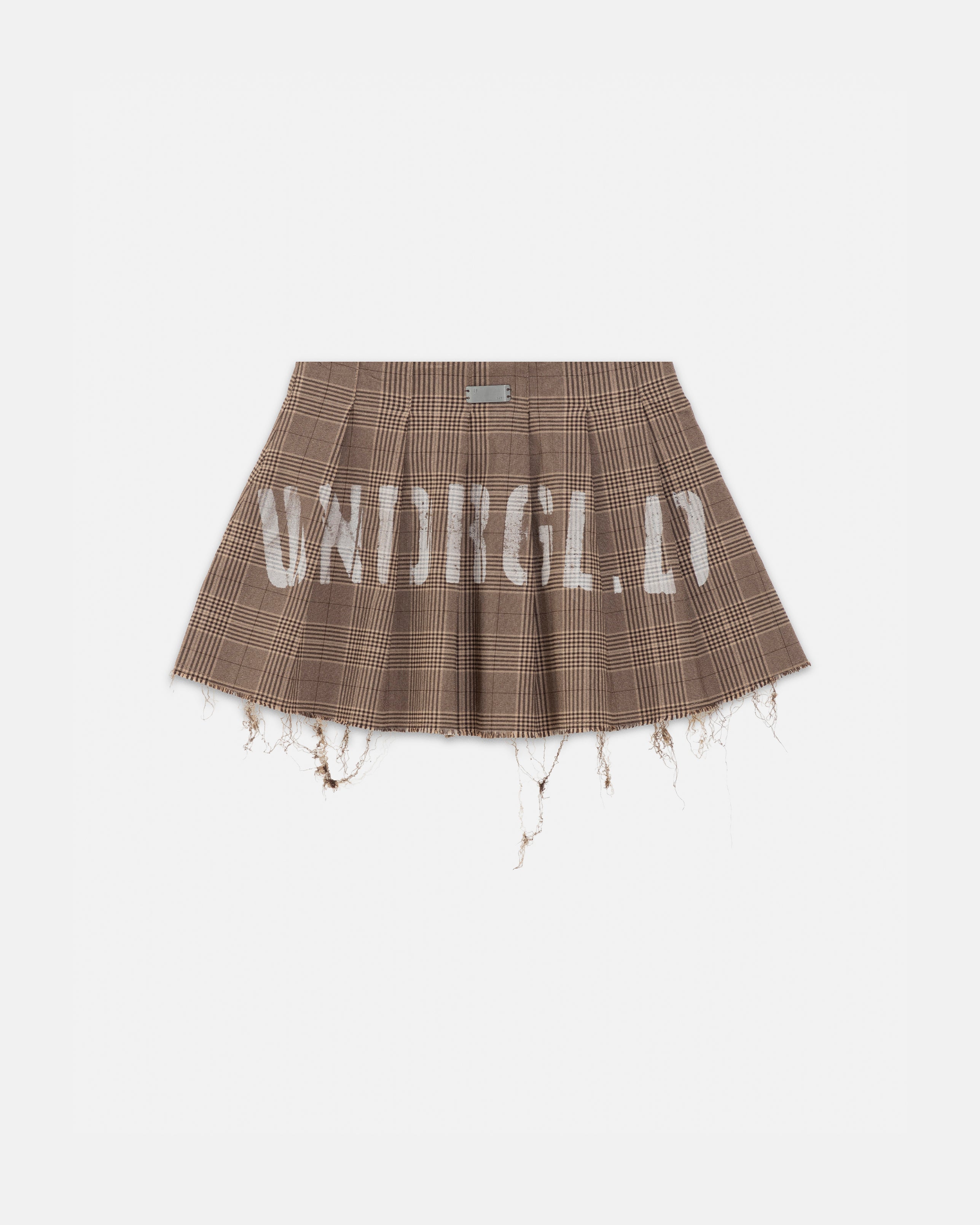 W 94' UNDRGLD Plaid Mini Skirt Brown - Image 3