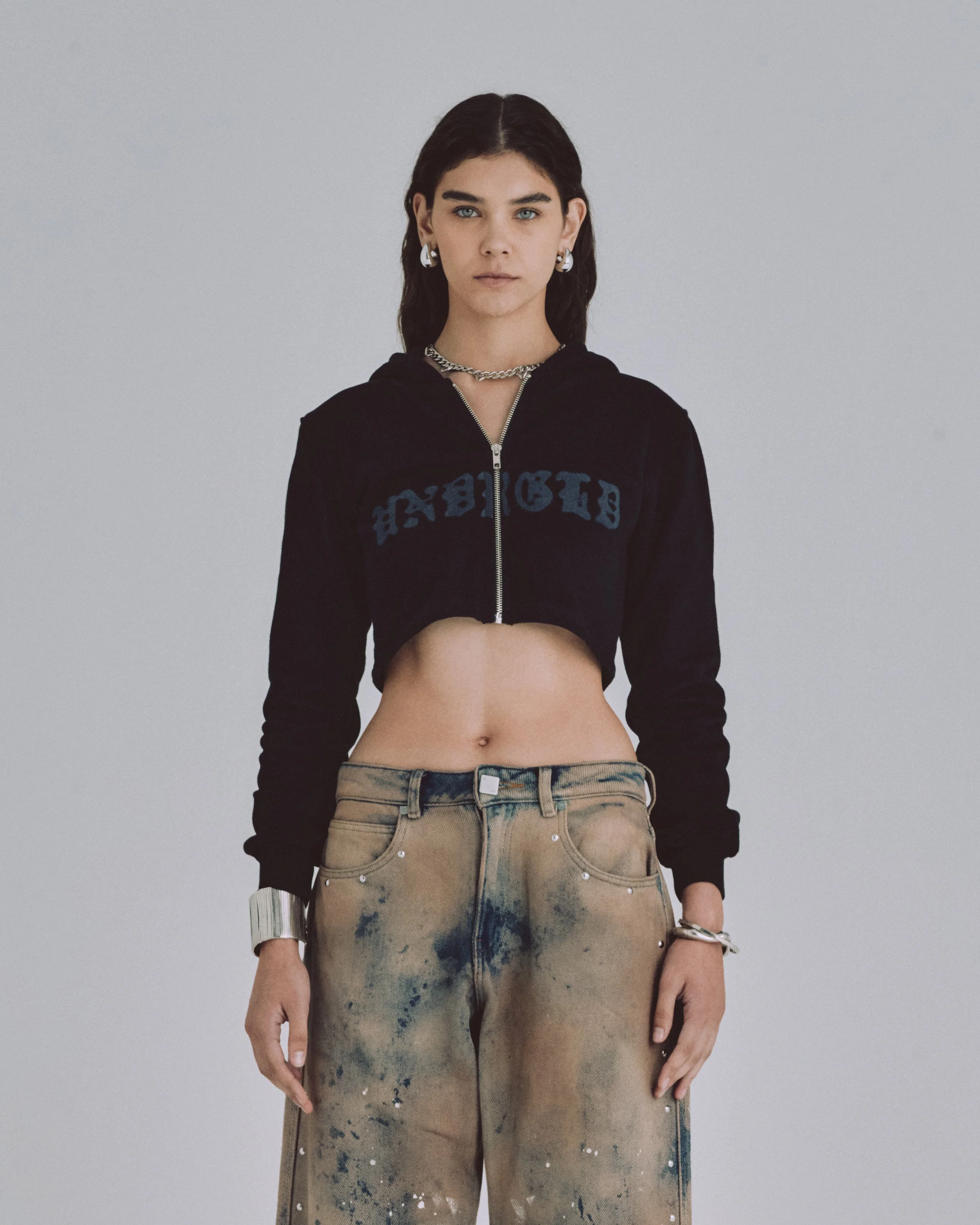 W 94' UNDRGLD Zip Up Slim Fit Hoodie Black - Image 2