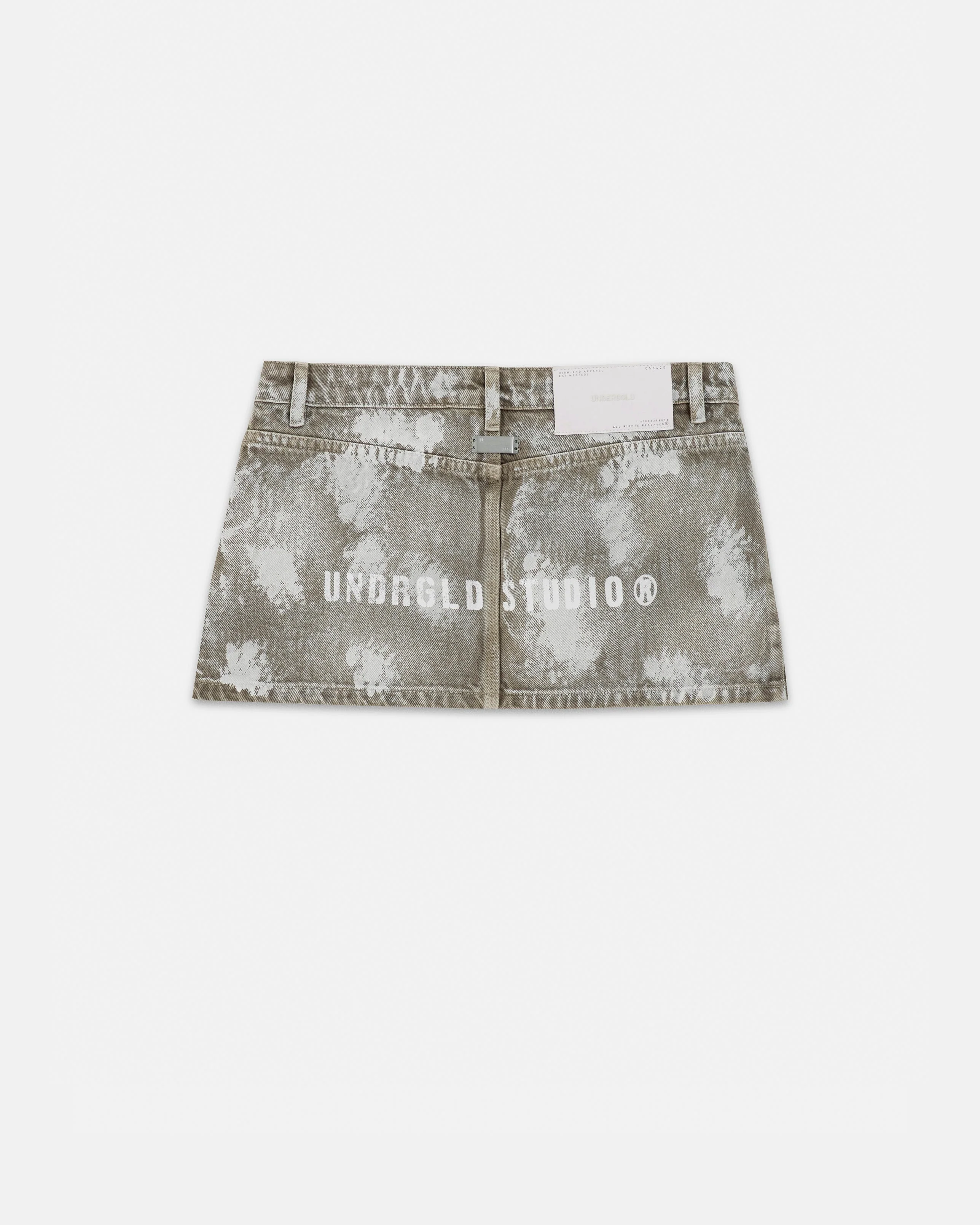 W 94' Worn Logo Mini Skirt Smoke Gray - Image 3
