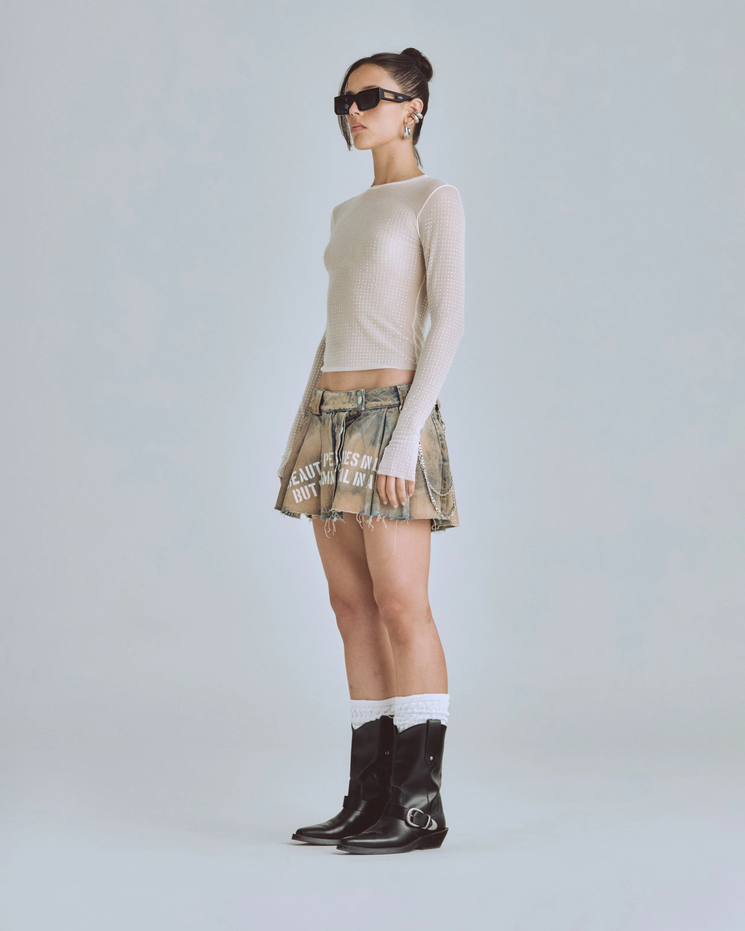 W Agnus Dei Rhinestone Longsleeve Cream - Image 5