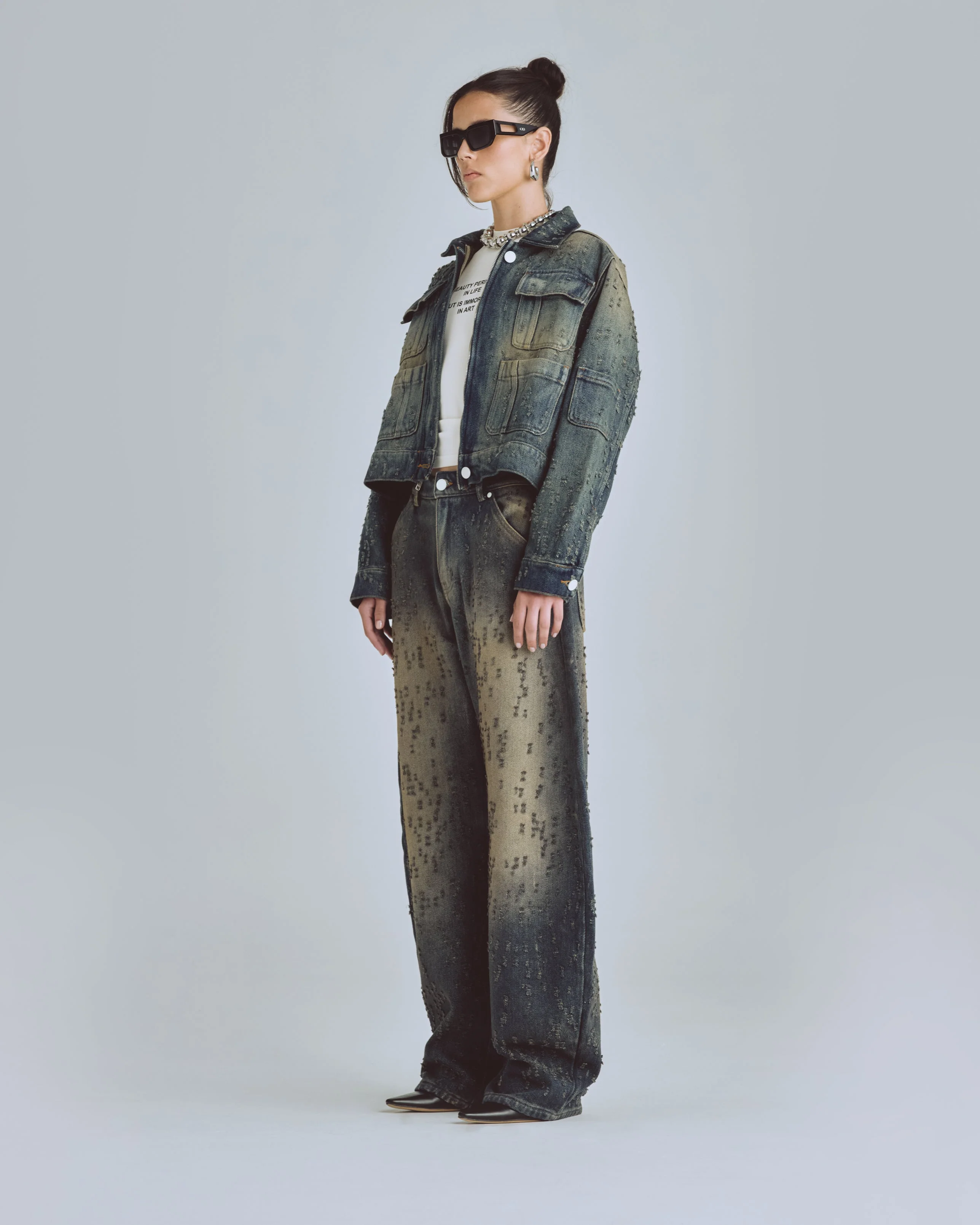 W Agnus Dei Undrgld Ripped Jacket Dirty Blue - Image 5