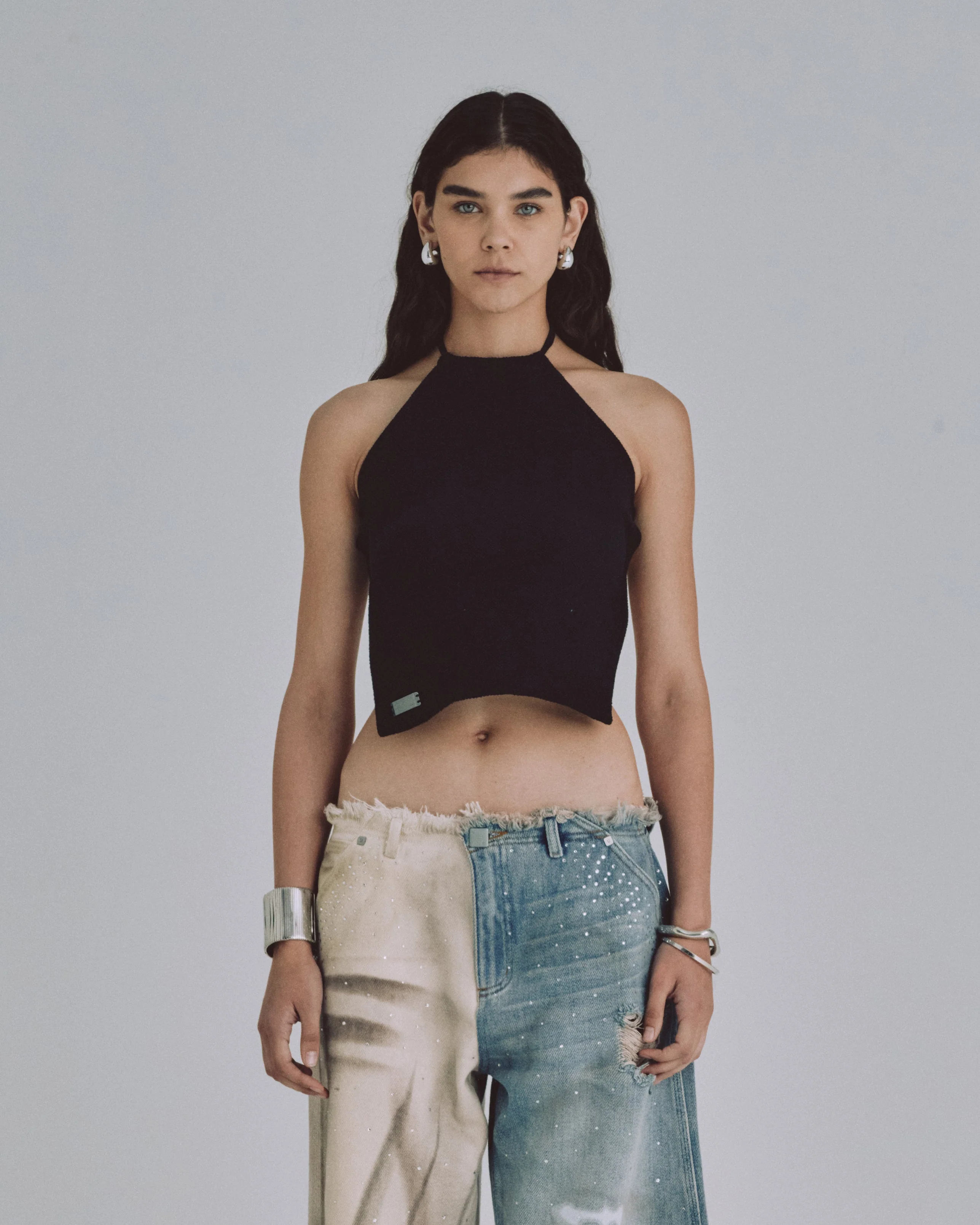 W Basics Knit Strap Top Black - Image 2