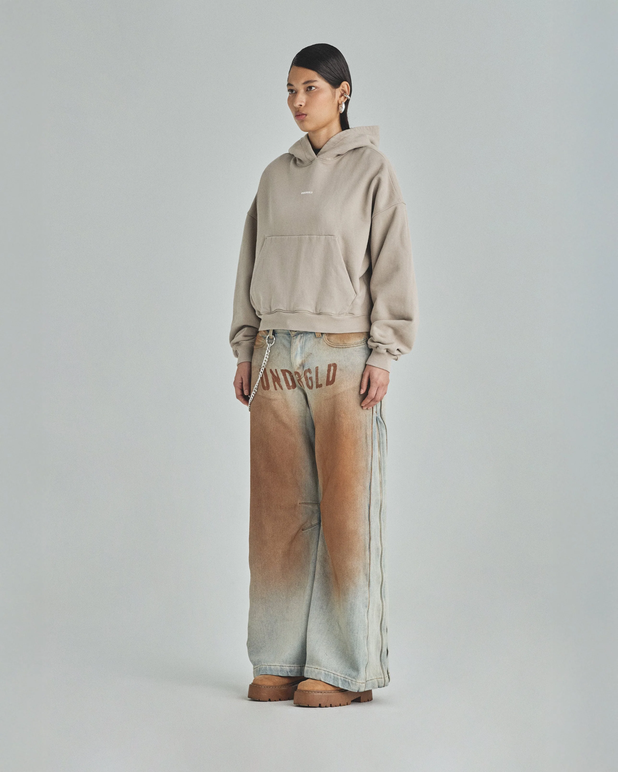 W Basics Undergold Boxy Fit Hoodie Cream - Image 5