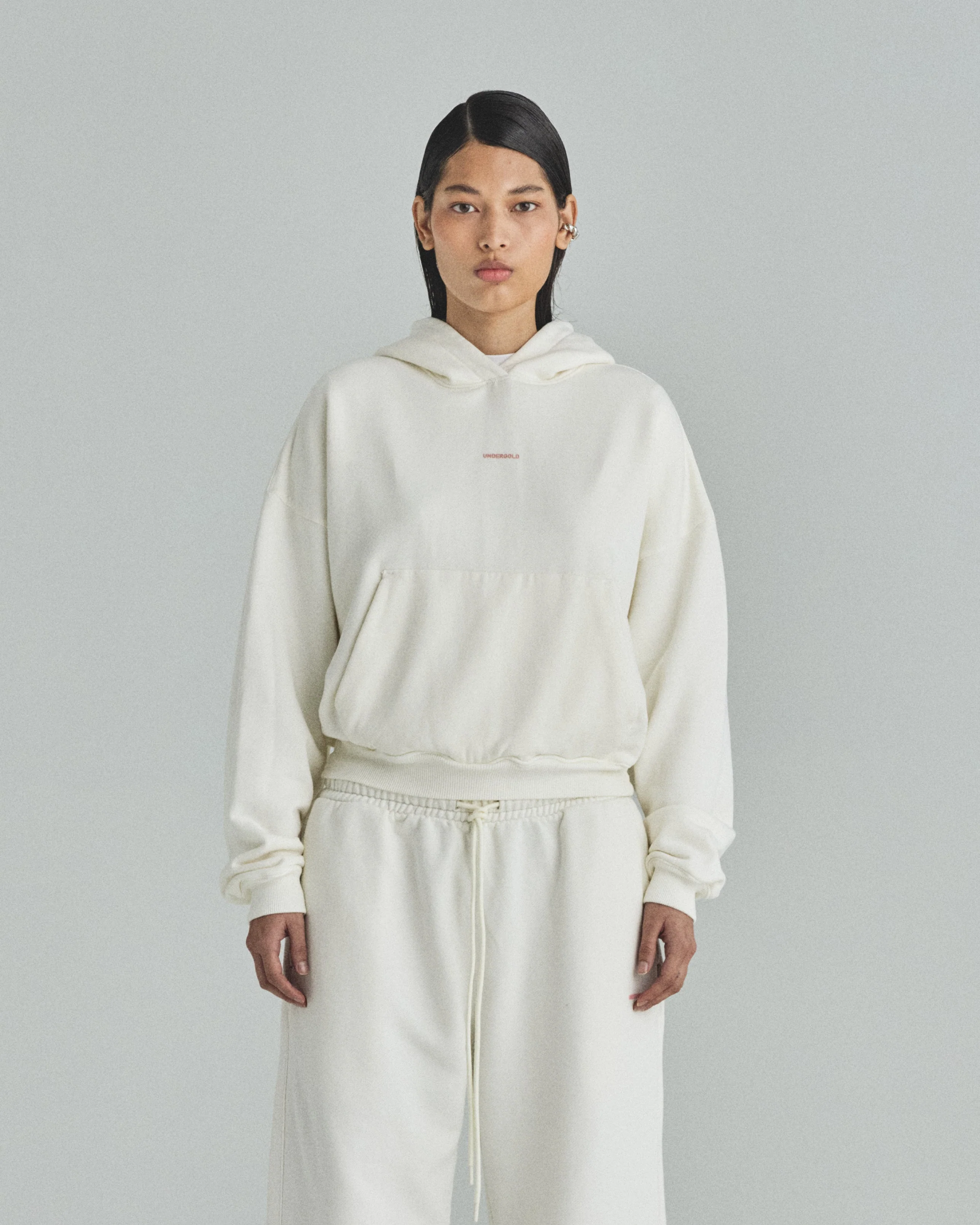 W Basics Undergold Boxy Fit Hoodie White - Image 8