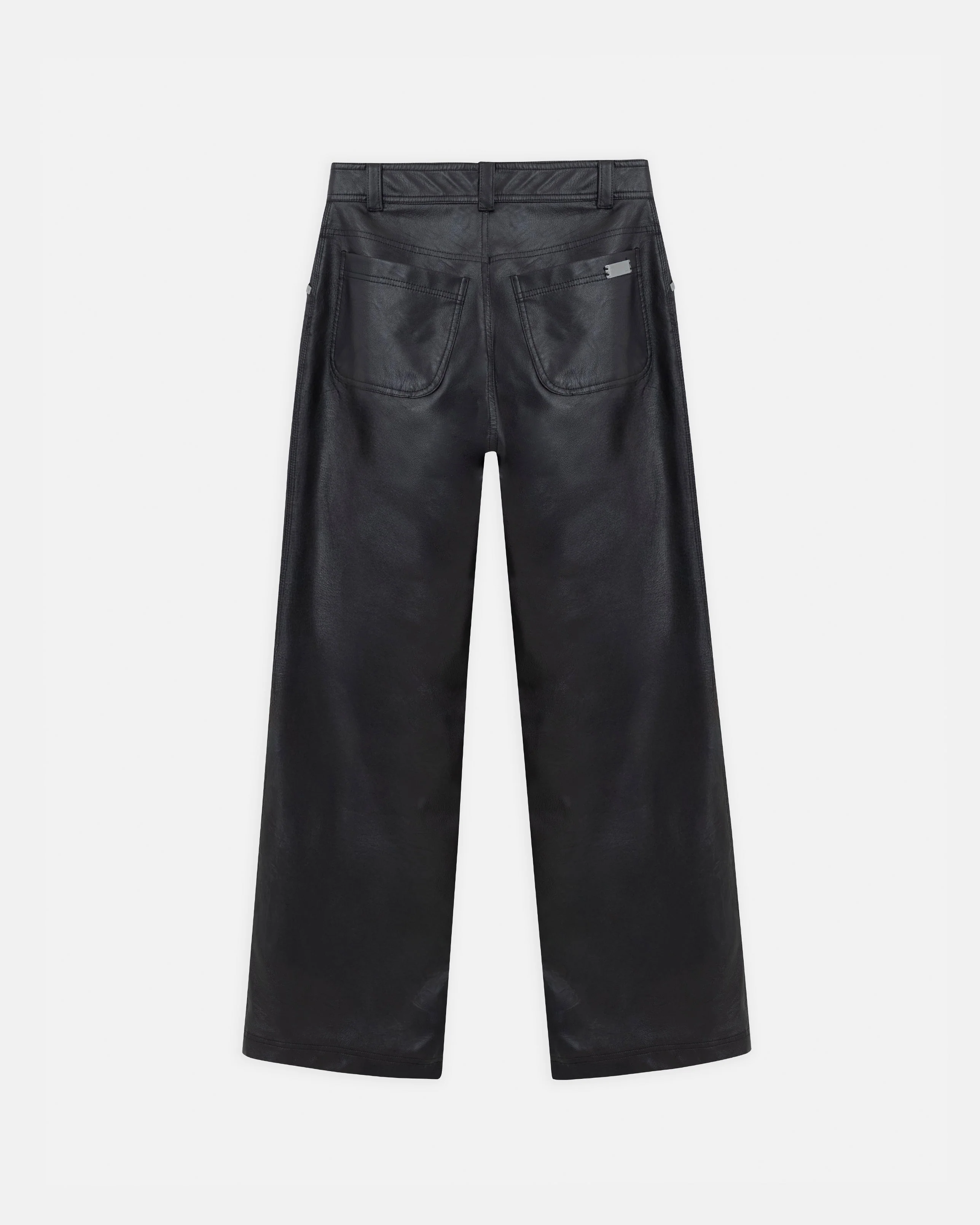 W Capsule Basic Pleather Wide Jeans Black - Image 3
