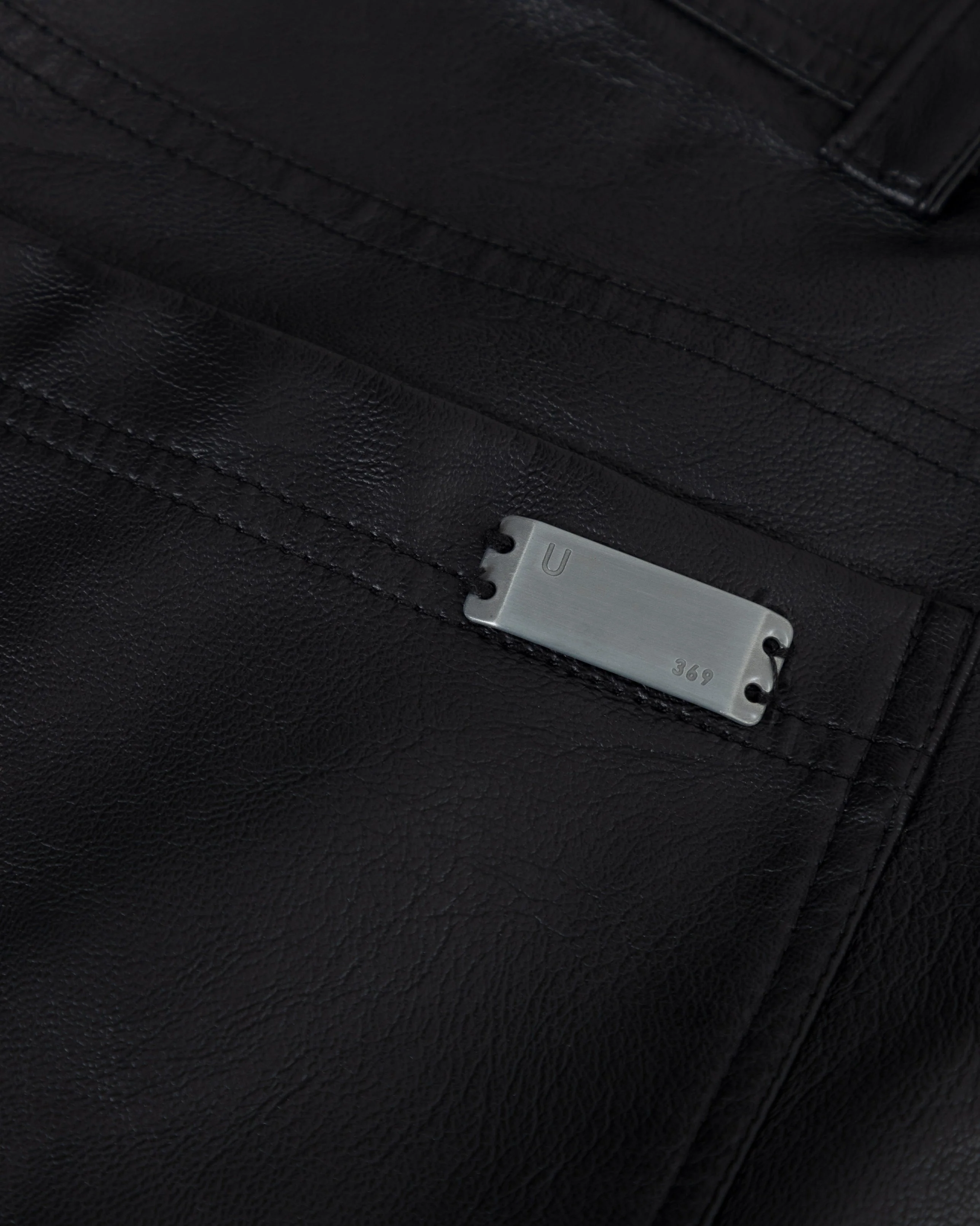 W Capsule Basic Pleather Wide Jeans Black - Image 6