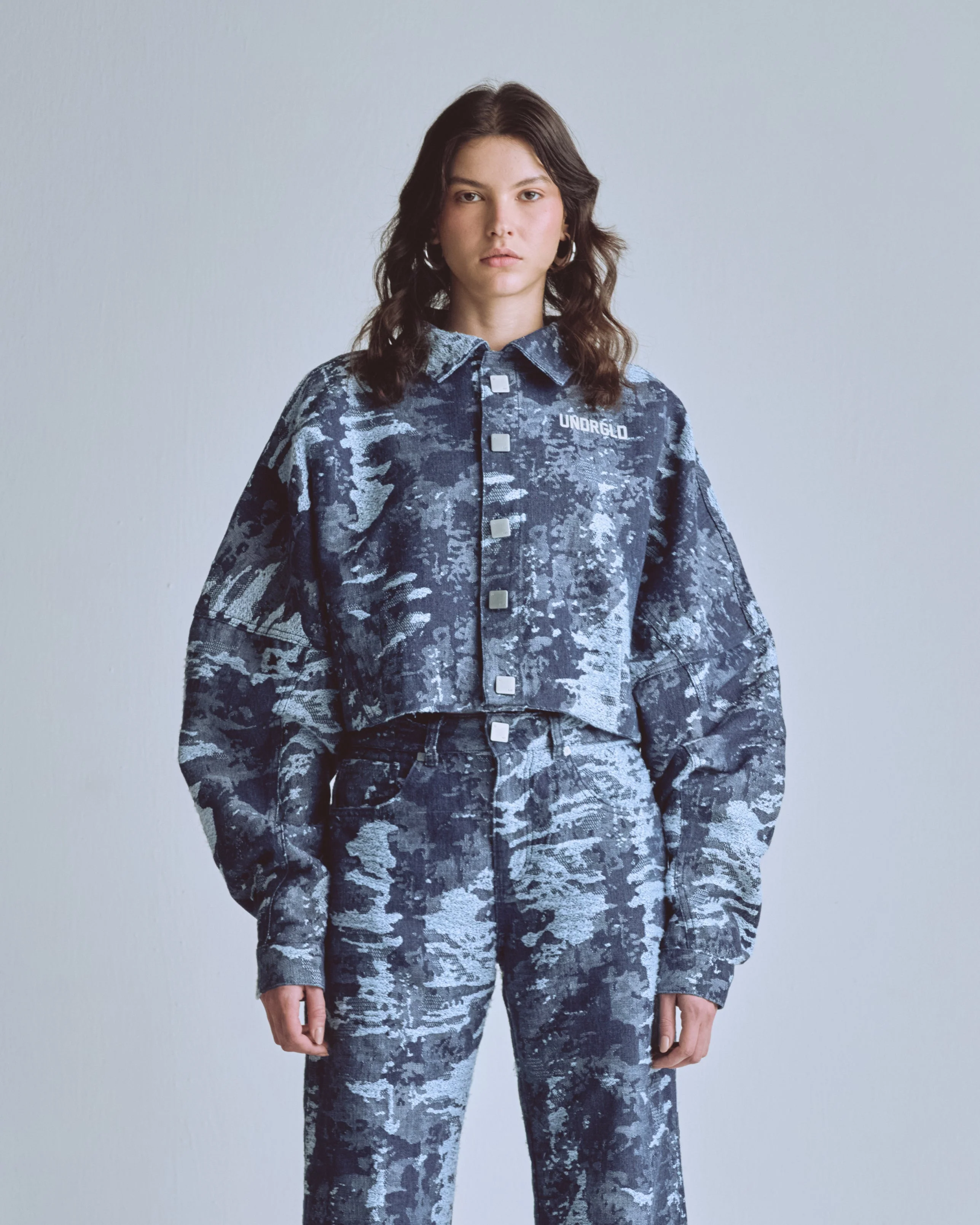 W Capsule UNDRGLD Jacquard Jacket Cammo Blue - Image 2