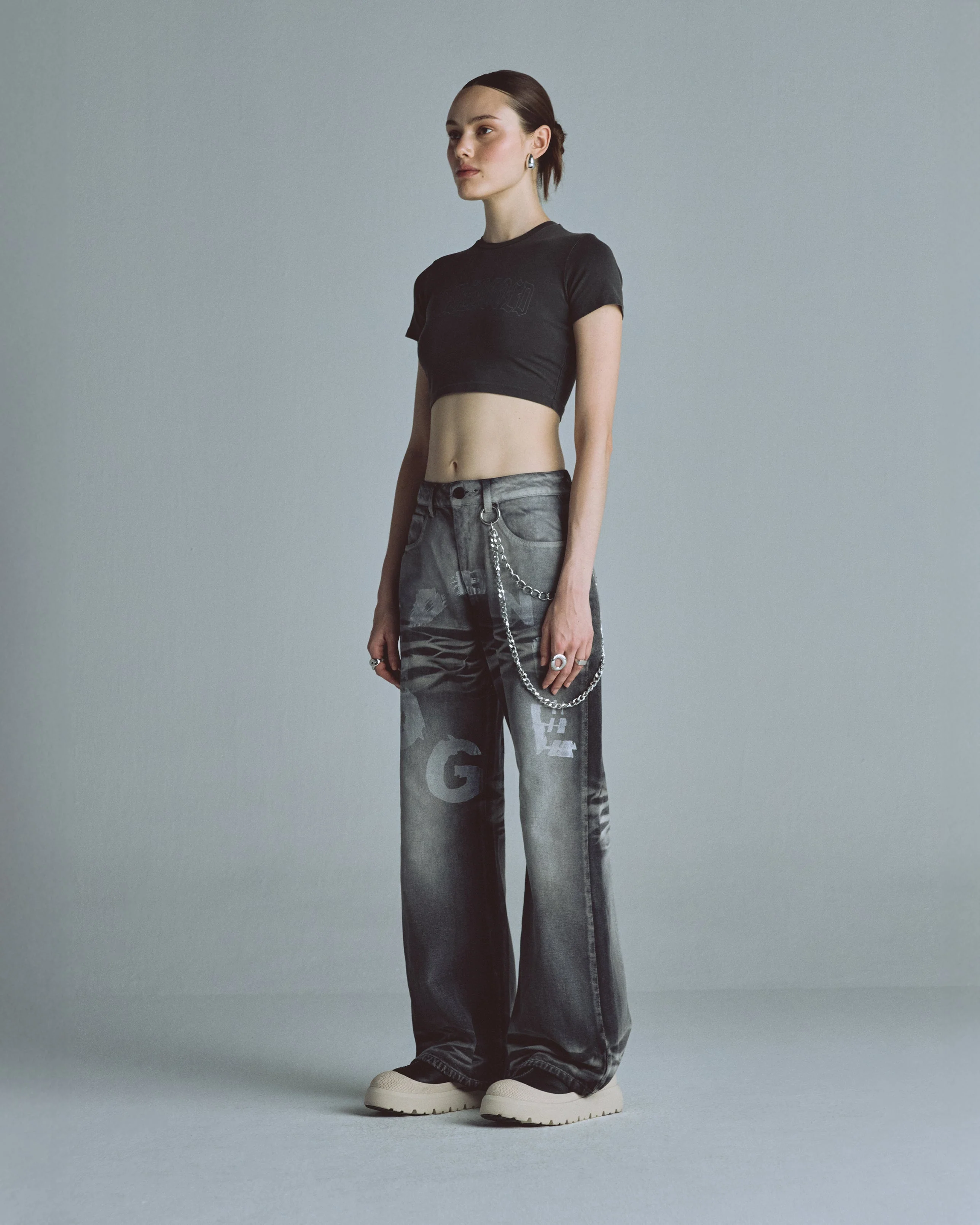 W Echoes Tremor Wide Jeans Washed Gray - Image 5