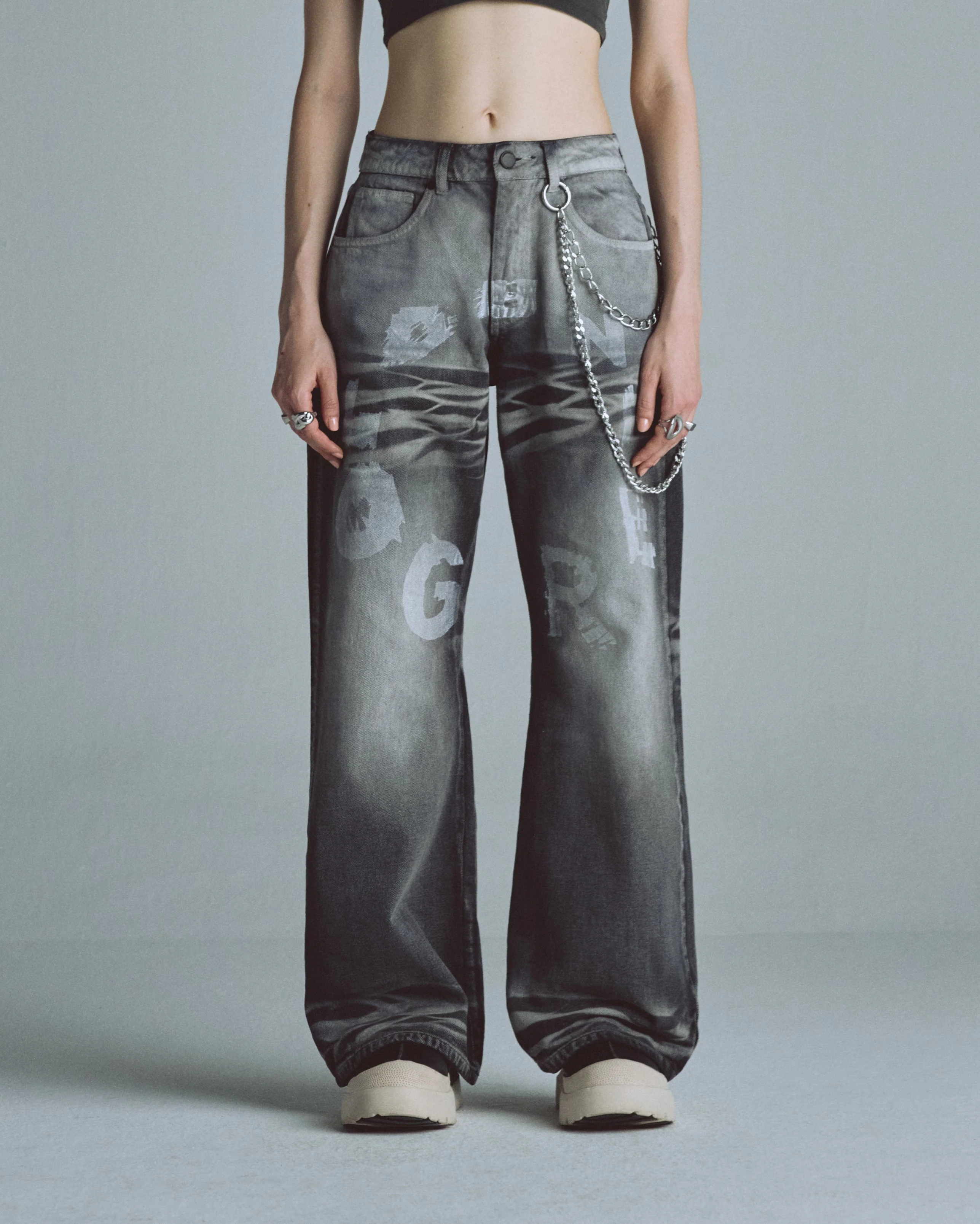 W Echoes Tremor Wide Jeans Washed Gray - Image 8