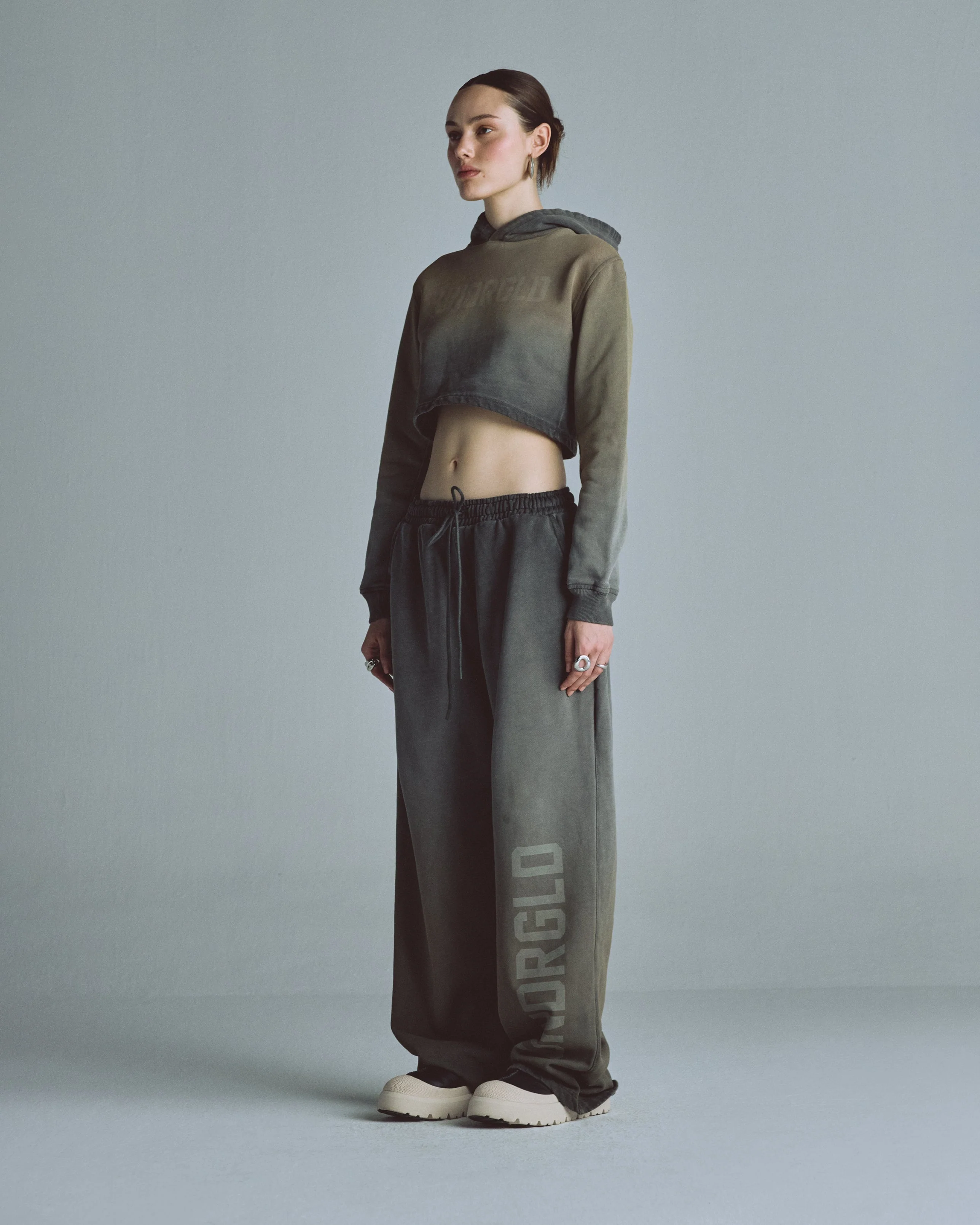 W Echoes UNDRGLD Slim Fit Hoodie Faded Olive - Image 5