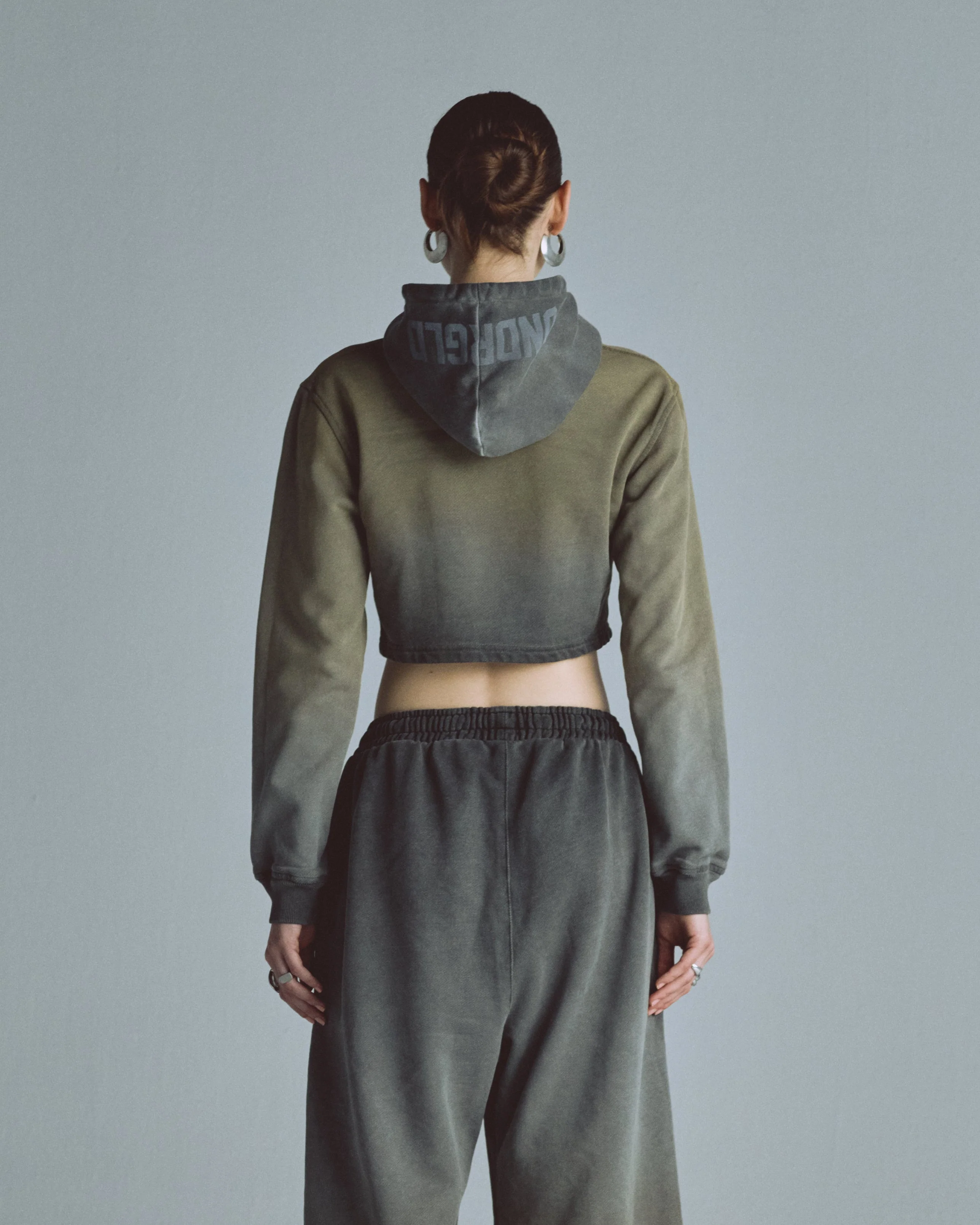 W Echoes UNDRGLD Slim Fit Hoodie Faded Olive - Image 7