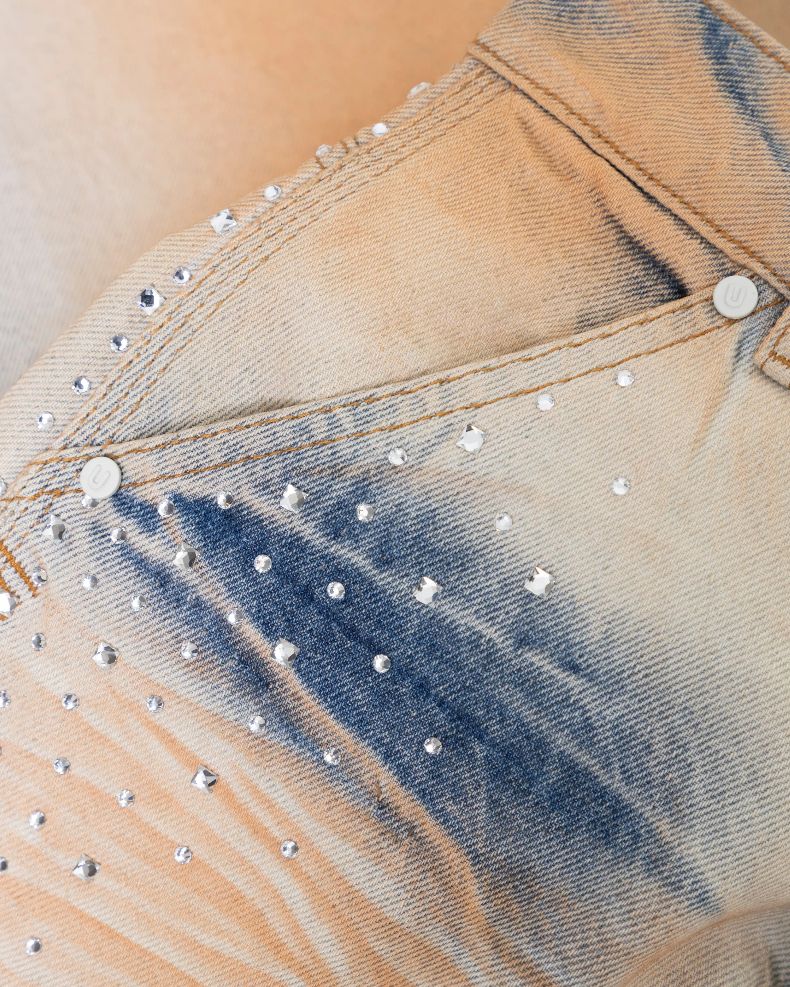 W Golden Heritage Pearled Barrel Jeans Oasis Blue - Image 4
