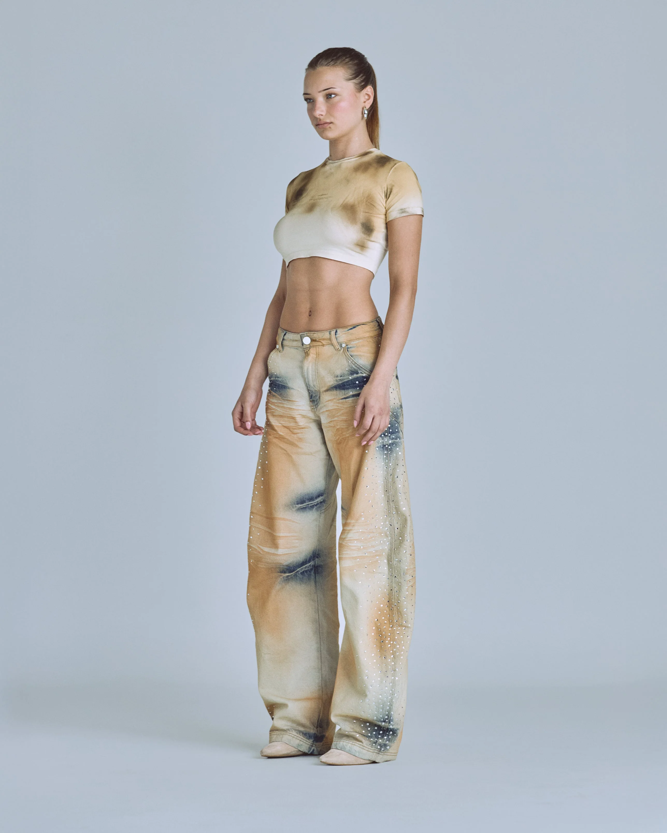 W Golden Heritage Pearled Barrel Jeans Oasis Blue - Image 5