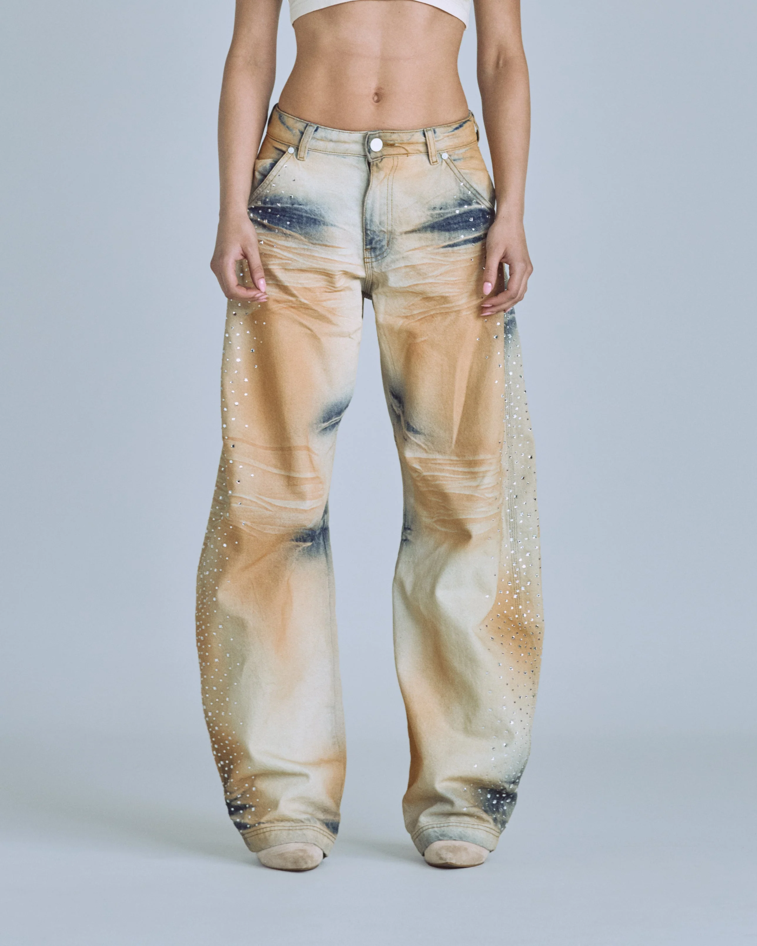 W Golden Heritage Pearled Barrel Jeans Oasis Blue - Image 8