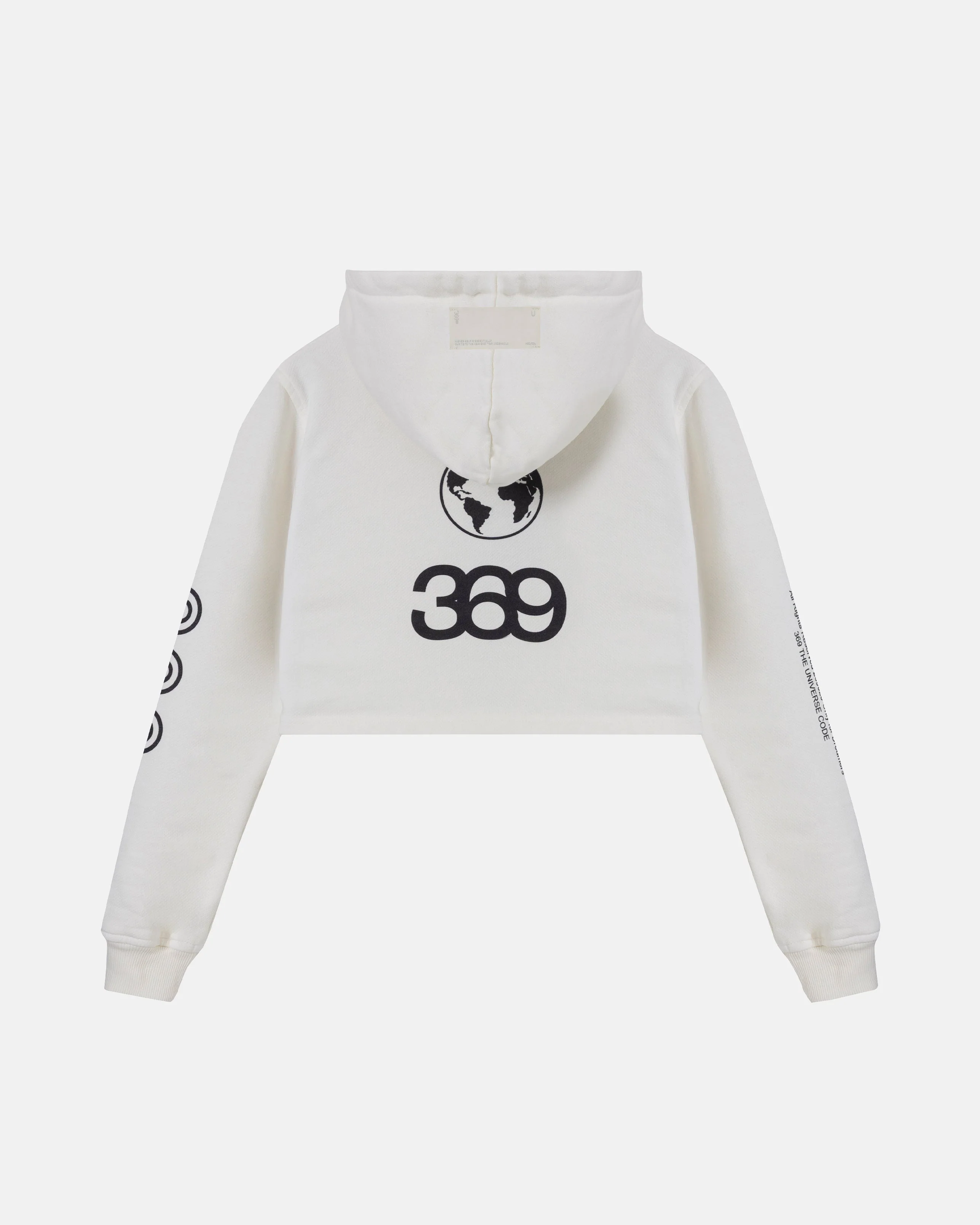W Golden Heritage Slim Fit Zip Up Cropped Hoodie White - Image 3
