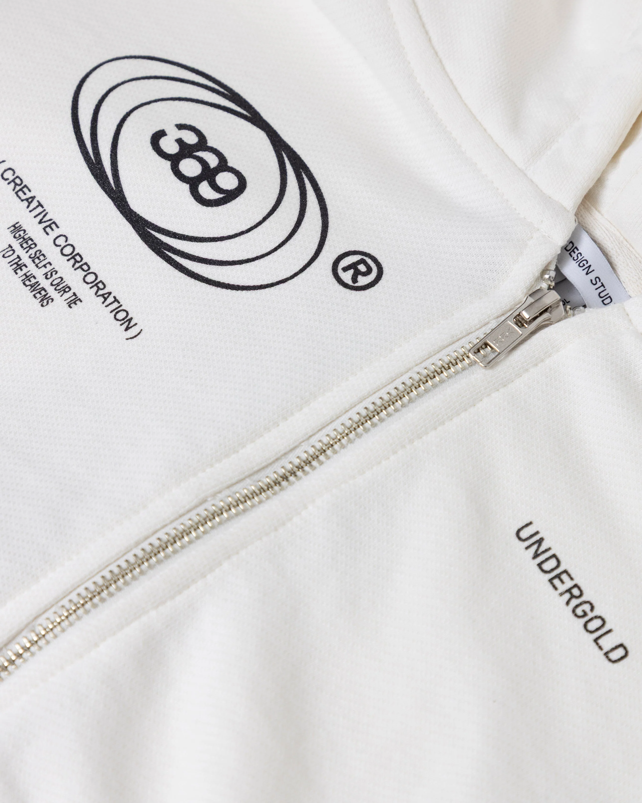 W Golden Heritage Slim Fit Zip Up Cropped Hoodie White - Image 4