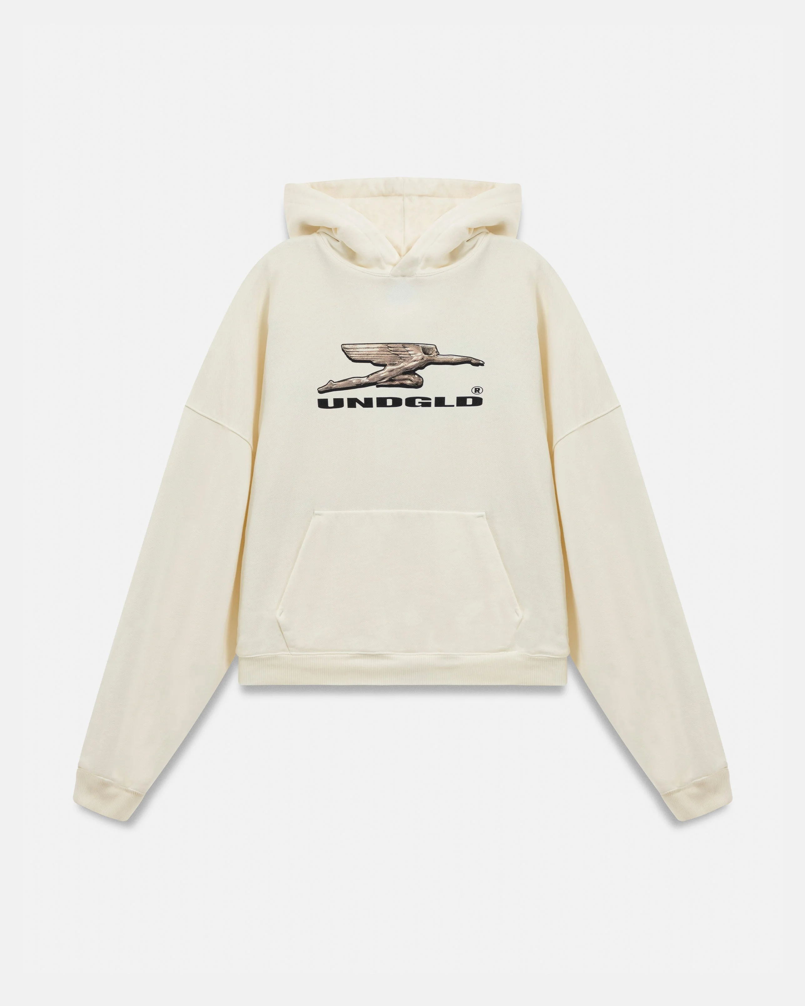 W Holy State Deco Boxy Fit Hoodie White