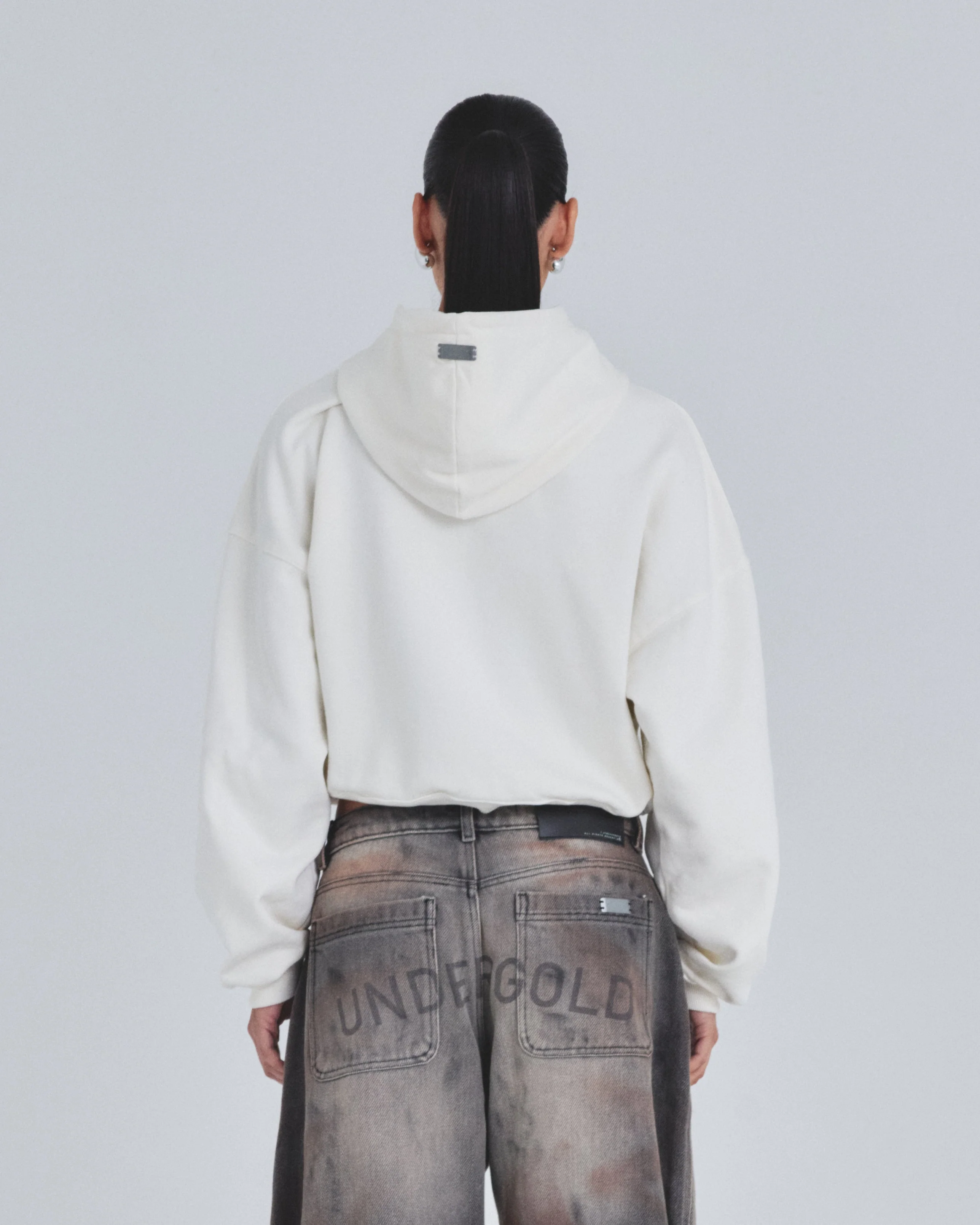 W Holy State Deco Boxy Fit Hoodie White - Image 7