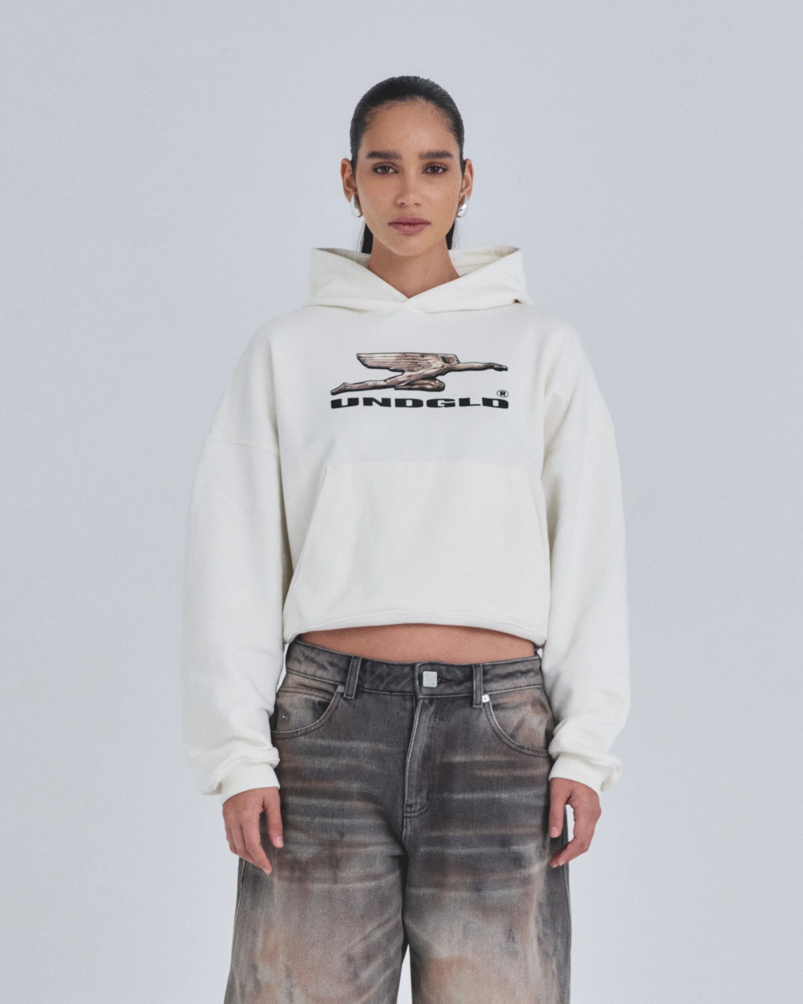 W Holy State Deco Boxy Fit Hoodie White - Image 8