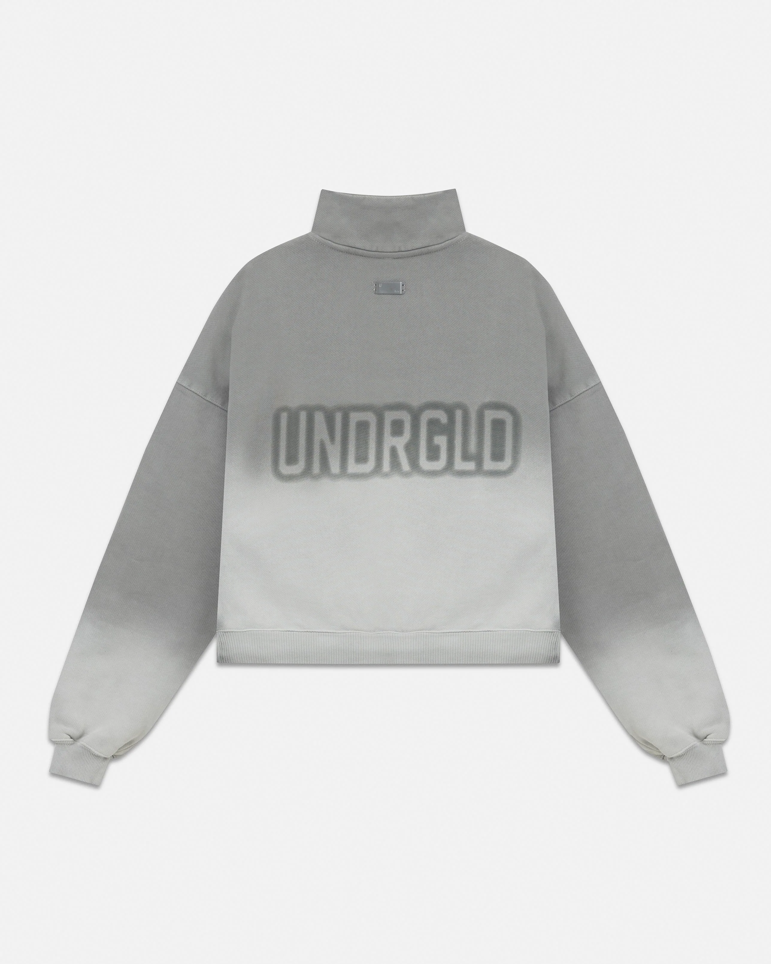 W Holy State UNDRGLD Turtle Neck Boxy Fit Hoodie Faded Gray - Image 3