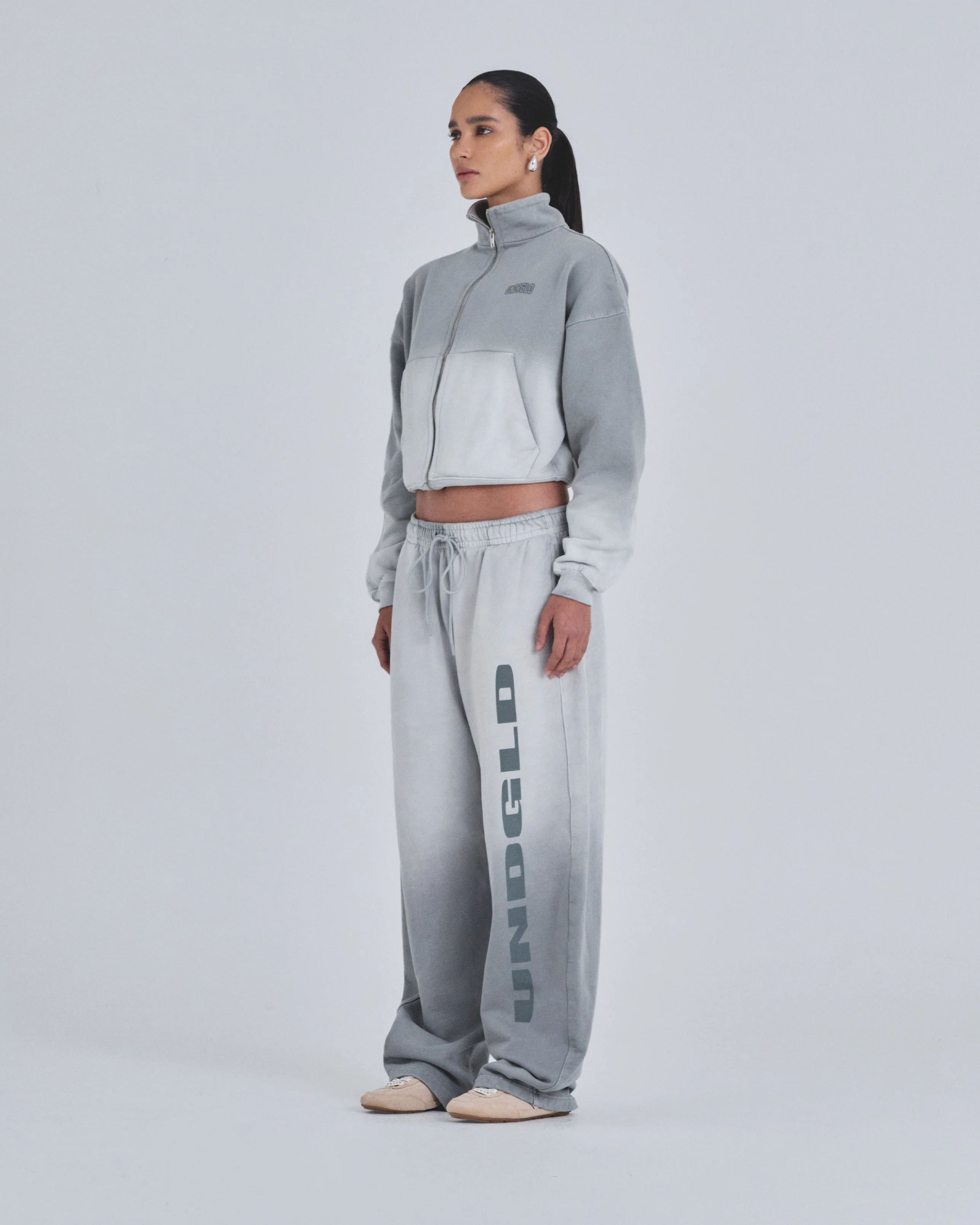 W Holy State UNDRGLD Turtle Neck Boxy Fit Hoodie Faded Gray - Image 5