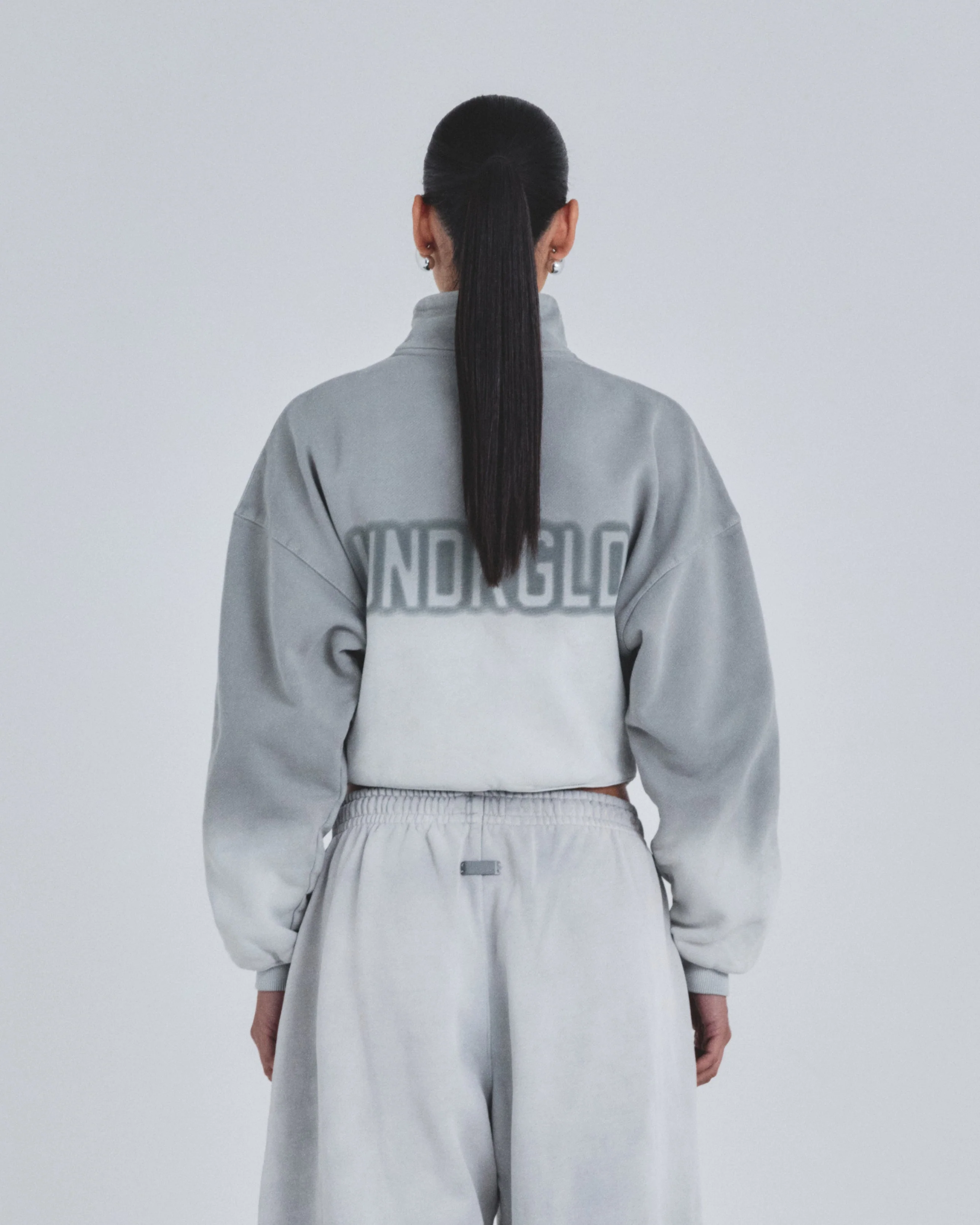 W Holy State UNDRGLD Turtle Neck Boxy Fit Hoodie Faded Gray - Image 7