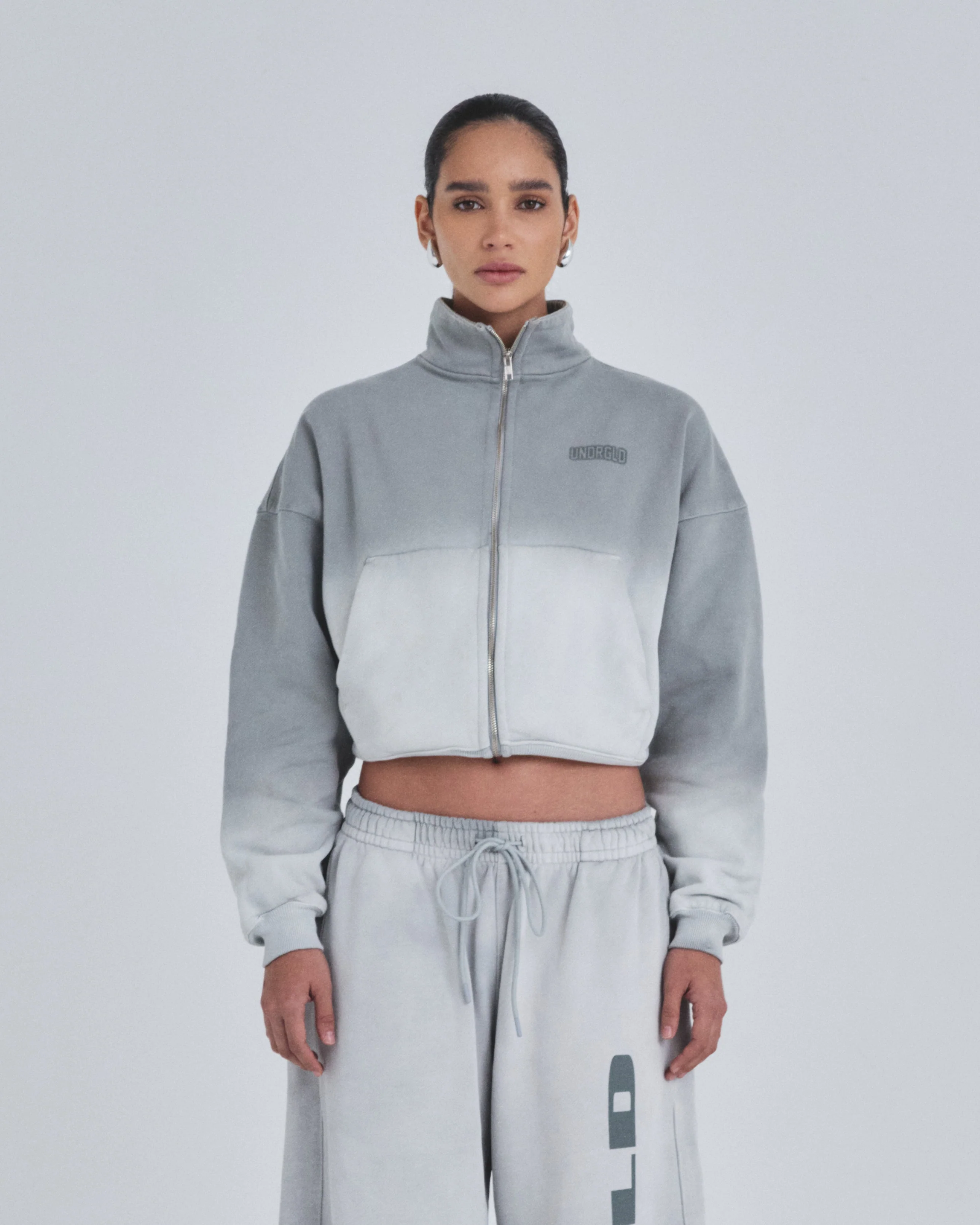W Holy State UNDRGLD Turtle Neck Boxy Fit Hoodie Faded Gray - Image 8