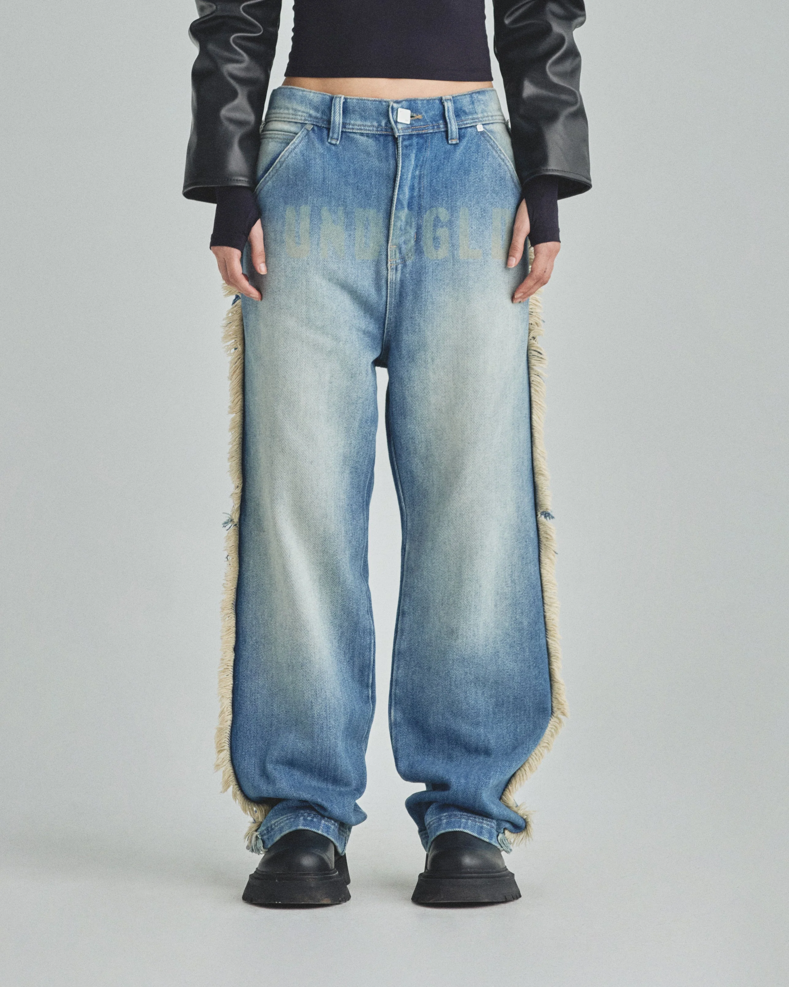 W Spring UNDRGLD Frayed Wide Jeans Blue - Image 8
