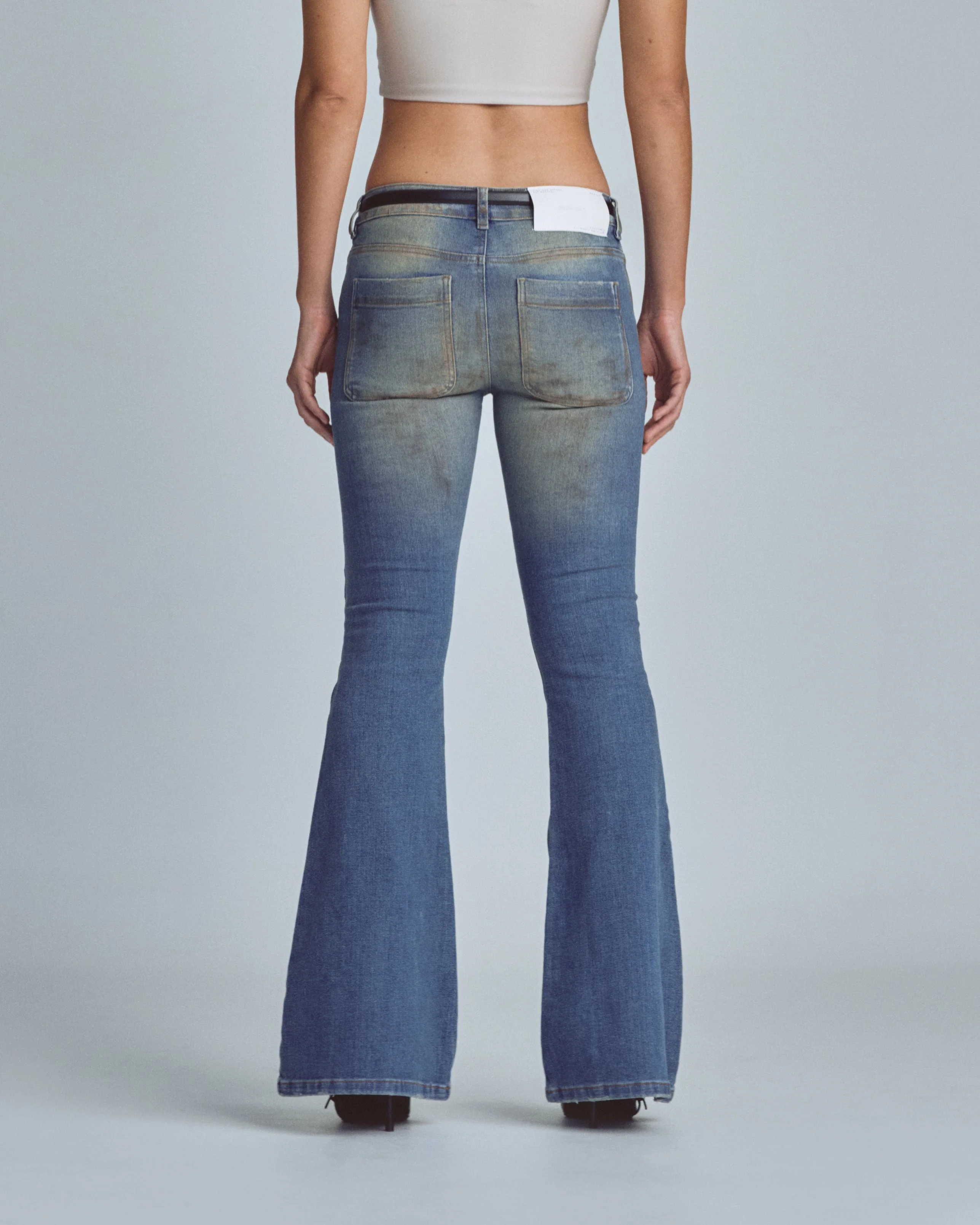 W Stardust Undgld Studio Flare Jeans Mechanic Blue - Image 7