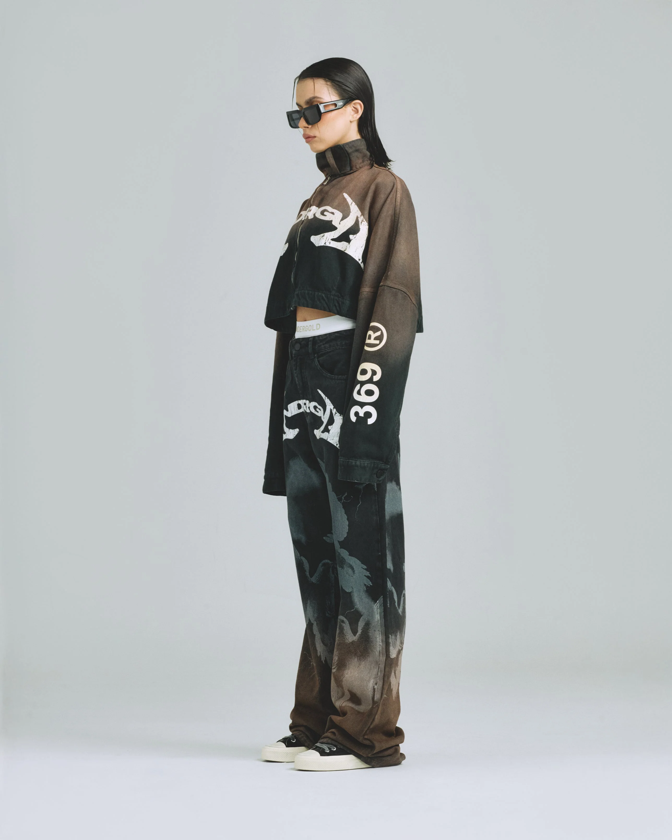 W Thunder Rider Pigeons Wide Jeans Rusty Black - Image 5