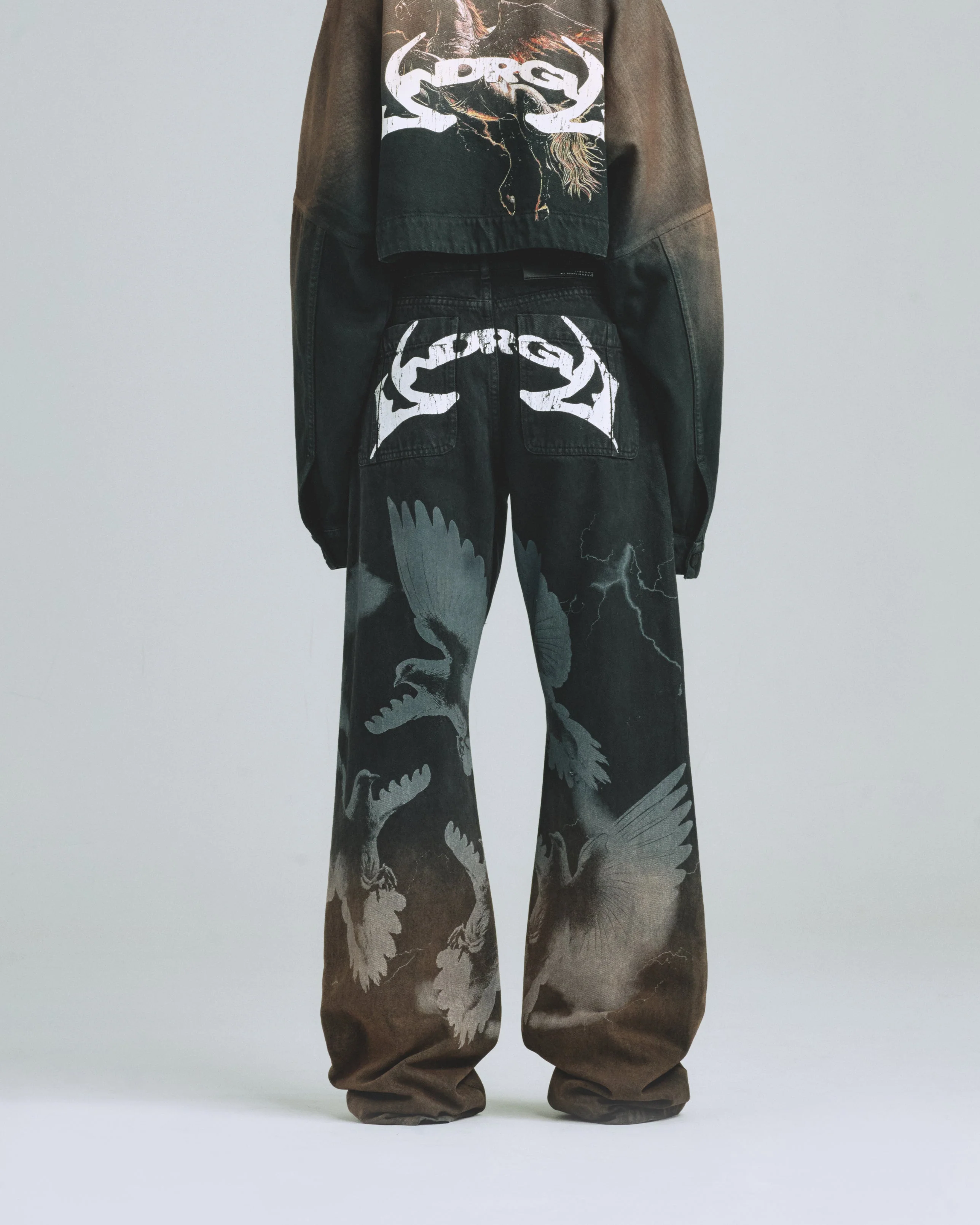 W Thunder Rider Pigeons Wide Jeans Rusty Black - Image 7