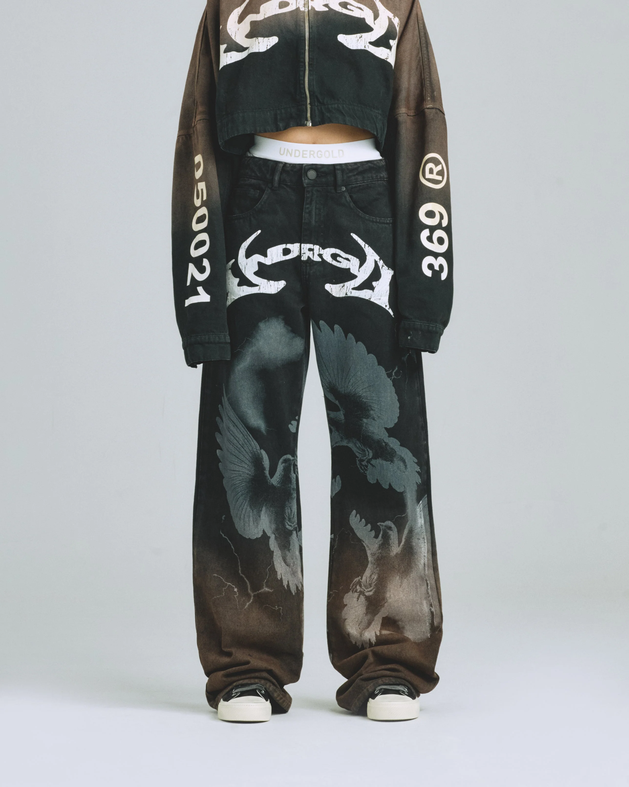 W Thunder Rider Pigeons Wide Jeans Rusty Black - Image 8